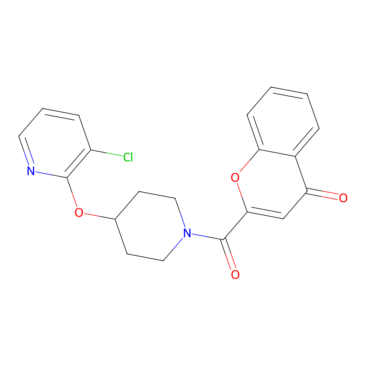 2-(4-((3-chloropyridin-2-yl)oxy)piperidine-1-carbonyl)-4H-chromen-4-one molecular structure, CAS 1448067-22-8
