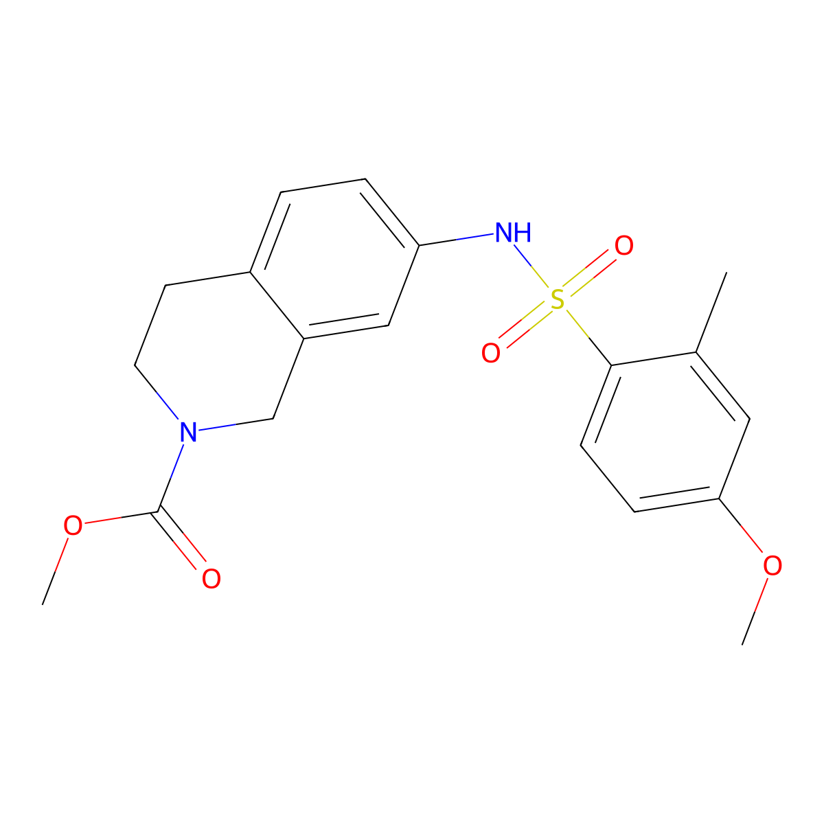 methyl 7-(4-methoxy-2-methylphenylsulfonamido)-3,4-dihydroisoquinoline-2(1H)-carboxylate molecular structure, CAS 1448067-24-0