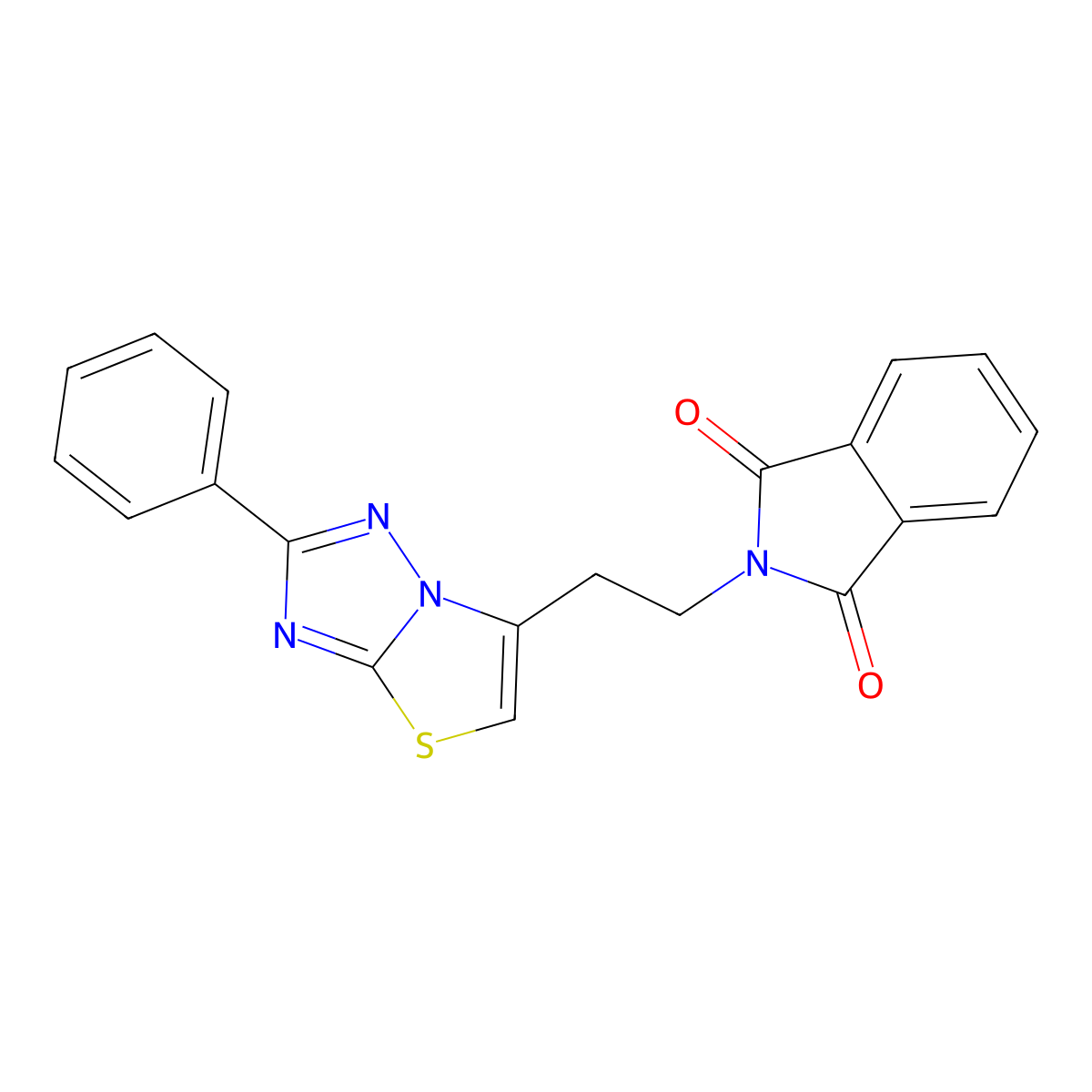 2-(2-(2-Phenylthiazolo[3,2-b][1,2,4]triazol-6-yl)ethyl)isoindoline-1,3-dione molecular structure, CAS 1448067-25-1