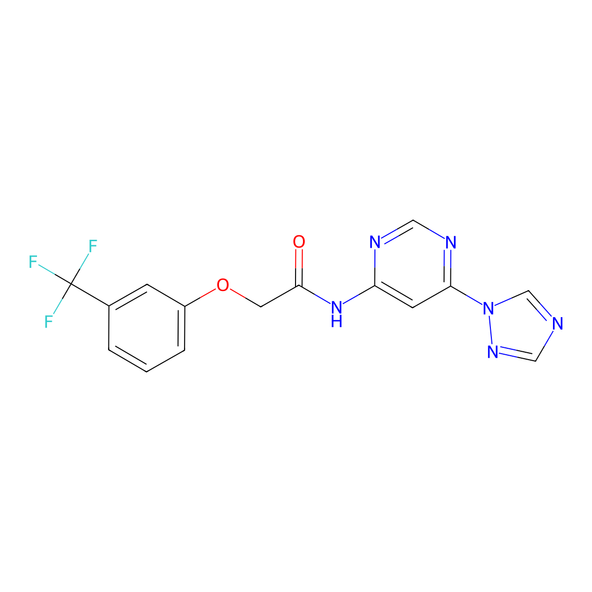 N-[6-(1H-1,2,4-triazol-1-yl)pyrimidin-4-yl]-2-[3-(trifluoromethyl)phenoxy]acetamide molecular structure, CAS 1448067-26-2