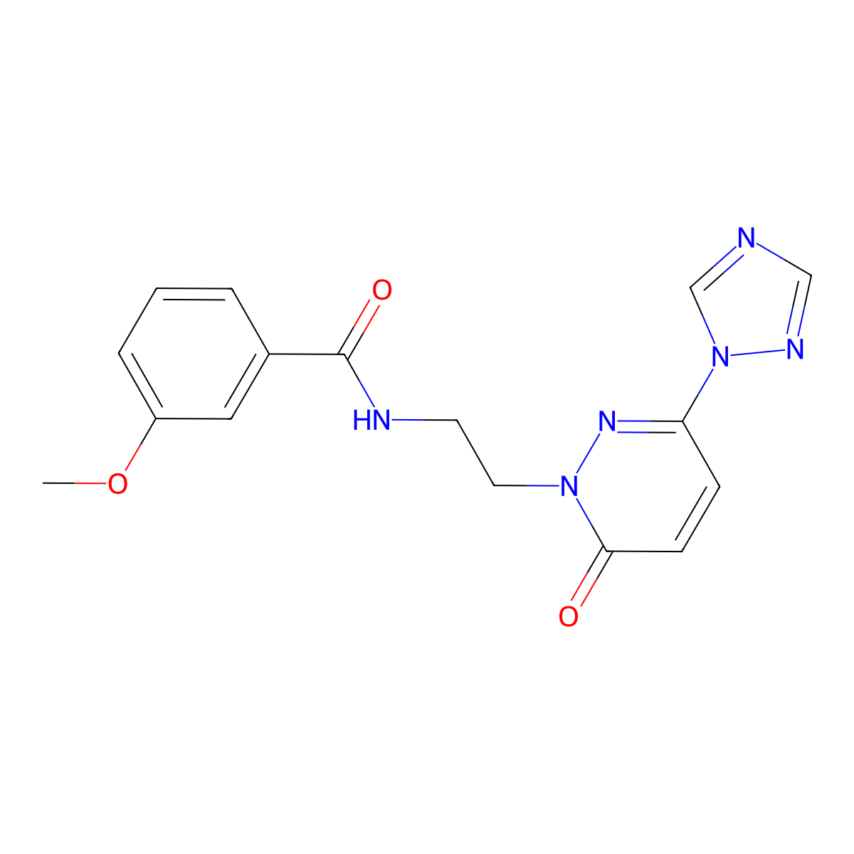 3-methoxy-N-(2-(6-oxo-3-(1H-1,2,4-triazol-1-yl)pyridazin-1(6H)-yl)ethyl)benzamide molecular structure, CAS 1448067-29-5