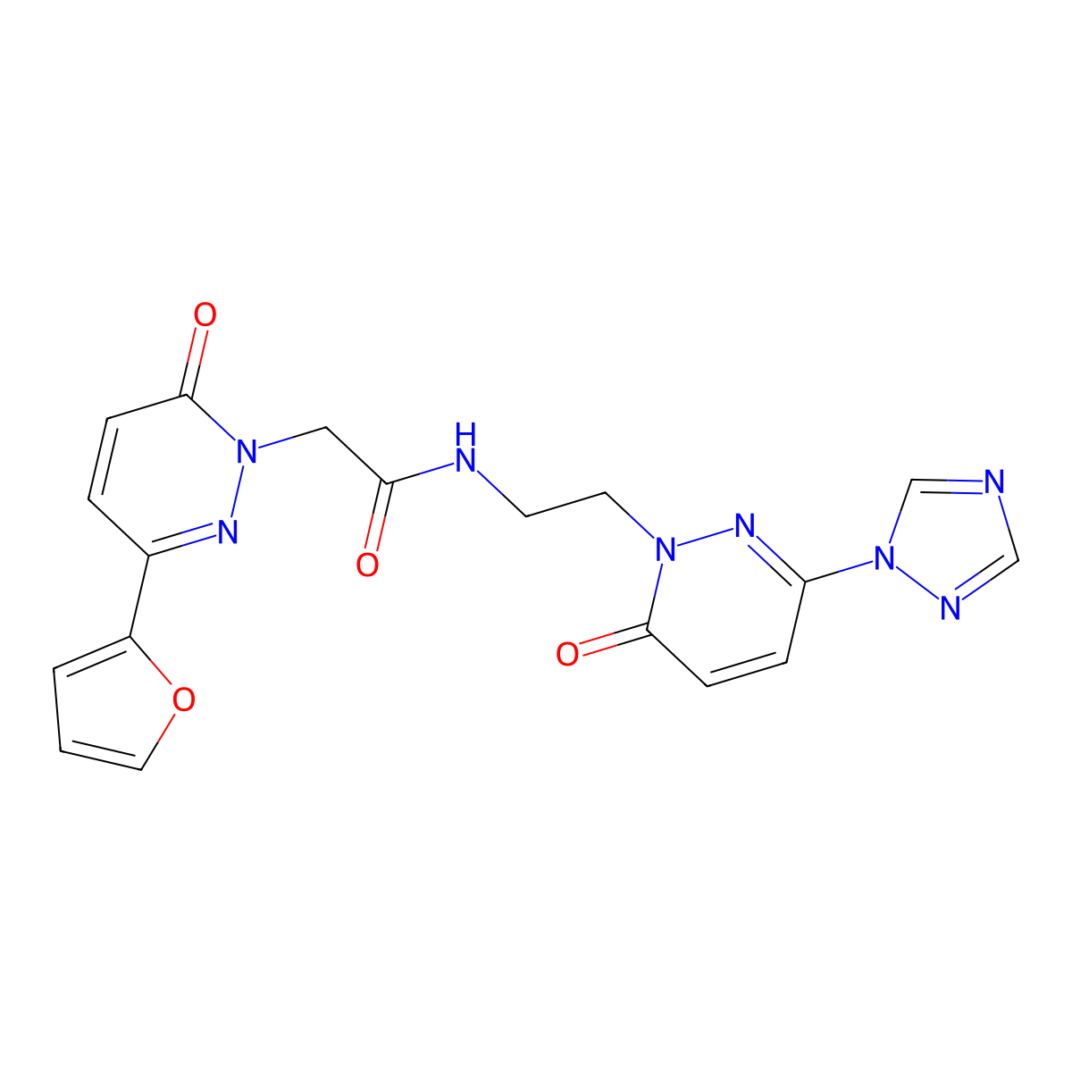 2-(3-(furan-2-yl)-6-oxopyridazin-1(6H)-yl)-N-(2-(6-oxo-3-(1H-1,2,4-triazol-1-yl)pyridazin-1(6H)-yl)ethyl)acetamide molecular structure, CAS 1448067-30-8