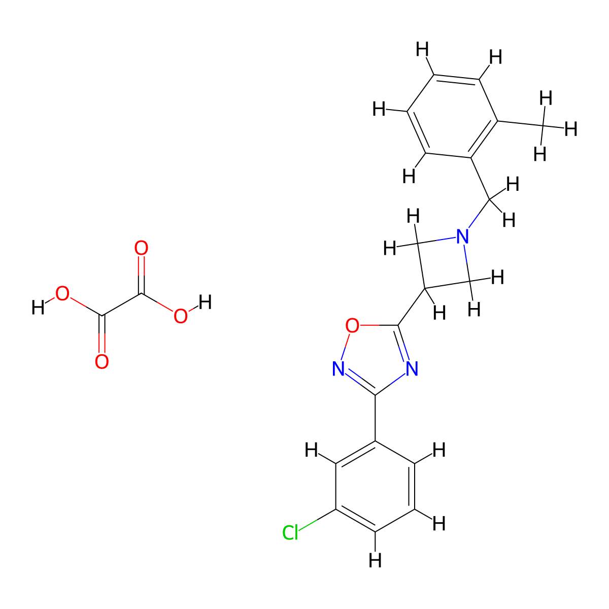 3-(3-Chlorophenyl)-5-(1-(2-methylbenzyl)azetidin-3-yl)-1,2,4-oxadiazole oxalate molecular structure, CAS 1448067-34-2