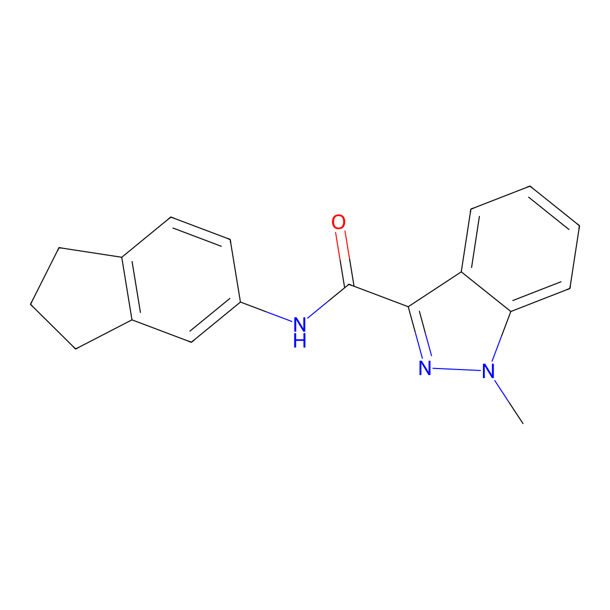 N-(2,3-dihydro-1H-inden-5-yl)-1-methyl-1H-indazole-3-carboxamide molecular structure, CAS 1448067-39-7