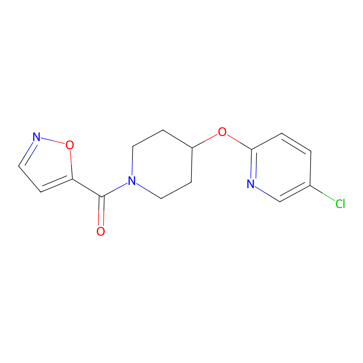 (4-((5-Chloropyridin-2-yl)oxy)piperidin-1-yl)(isoxazol-5-yl)methanone molecular structure, CAS 1448067-42-2