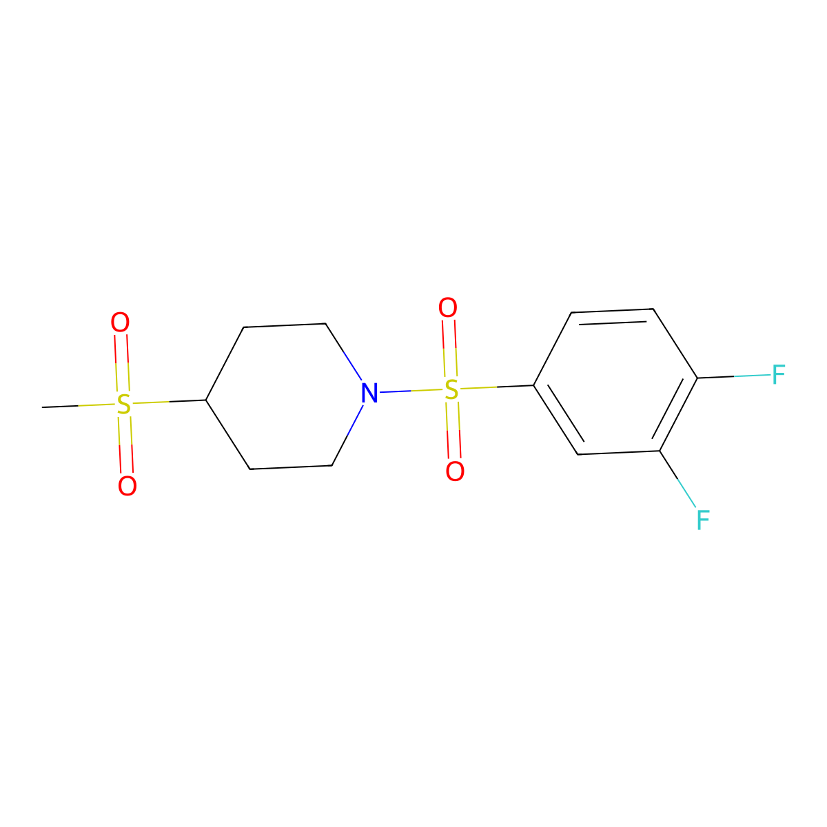 1-((3,4-Difluorophenyl)sulfonyl)-4-(methylsulfonyl)piperidine molecular structure, CAS 1448067-44-4
