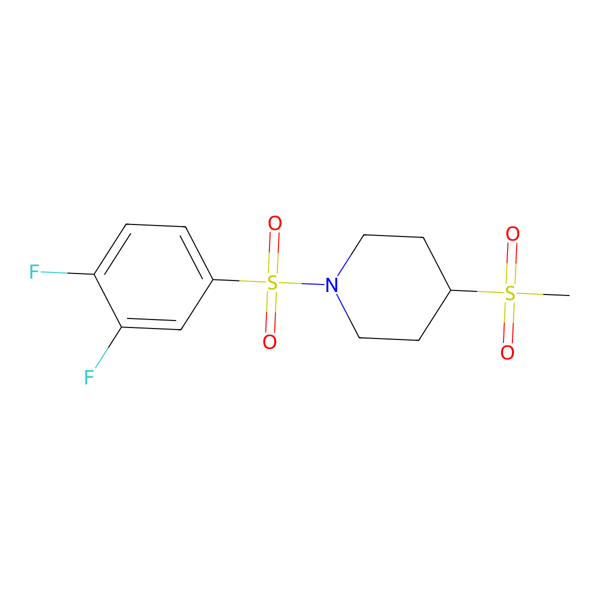 1-((3,4-Difluorophenyl)sulfonyl)-4-(methylsulfonyl)piperidine molecular structure, CAS 1448067-44-4