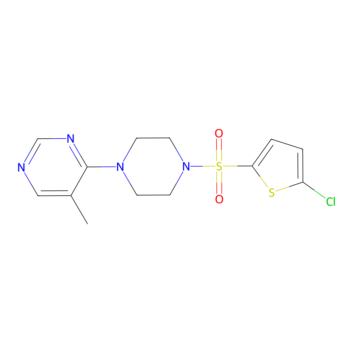 4-(4-((5-Chlorothiophen-2-yl)sulfonyl)piperazin-1-yl)-5-methylpyrimidine molecular structure, CAS 1448067-46-6