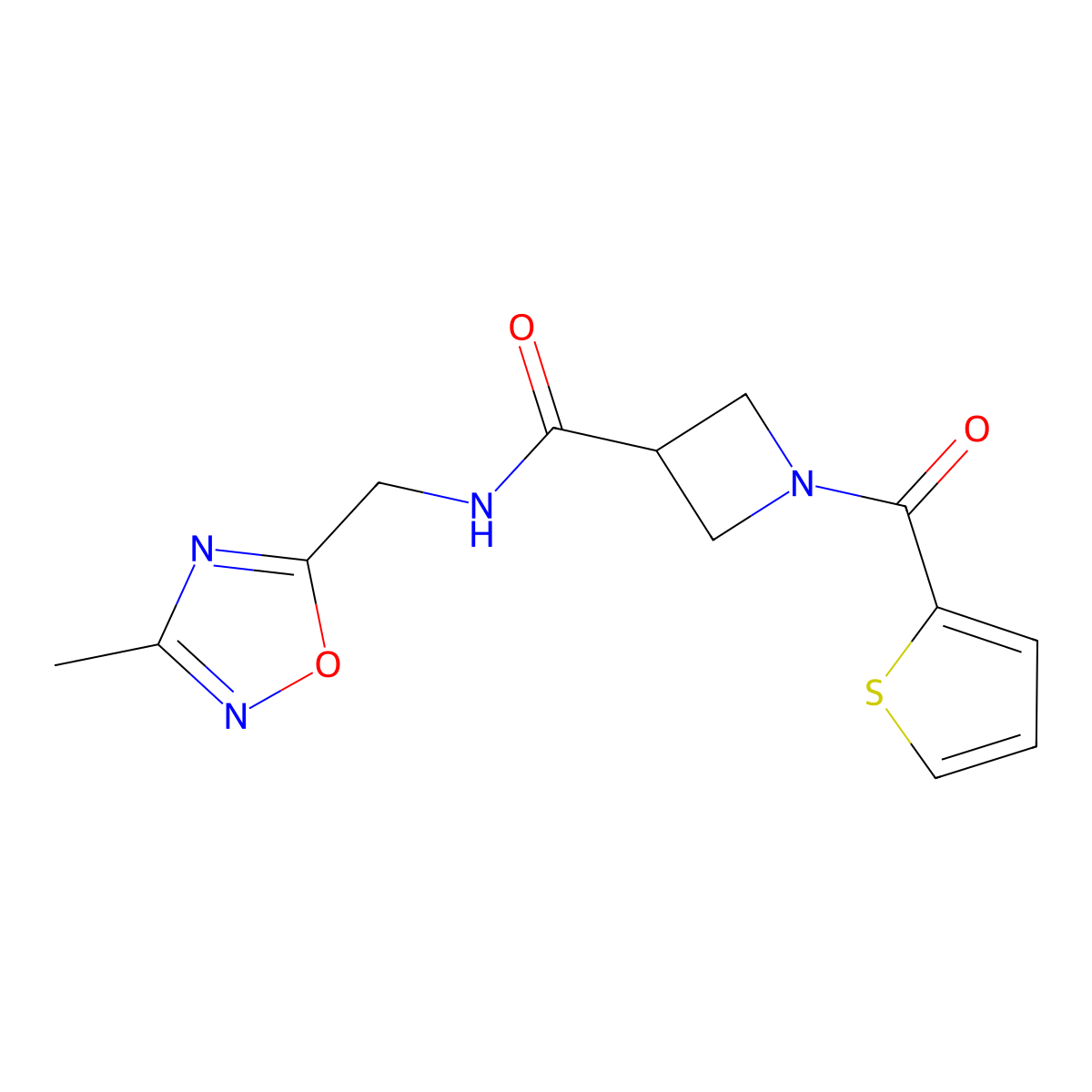 N-[(3-Methyl-1,2,4-oxadiazol-5-YL)methyl]-1-(thiophene-2-carbonyl)azetidine-3-carboxamide molecular structure, CAS 1448067-47-7