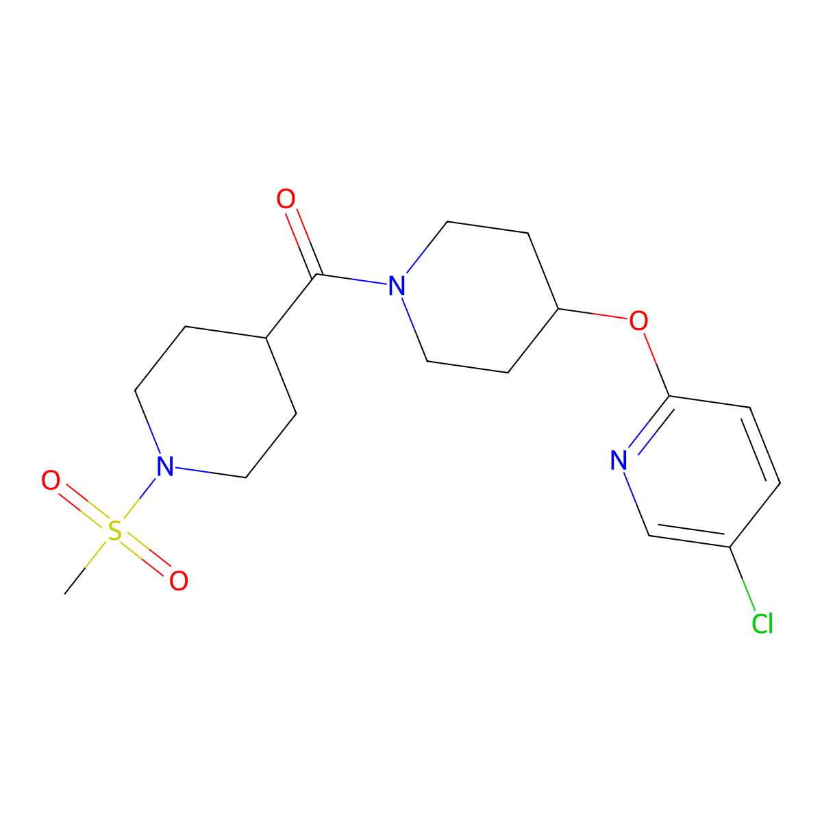 (4-((5-Chloropyridin-2-yl)oxy)piperidin-1-yl)(1-(methylsulfonyl)piperidin-4-yl)methanone molecular structure, CAS 1448067-51-3