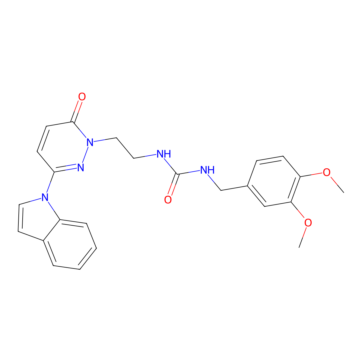 1-(2-(3-(1H-indol-1-yl)-6-oxopyridazin-1(6H)-yl)ethyl)-3-(3,4-dimethoxybenzyl)urea molecular structure, CAS 1448067-52-4