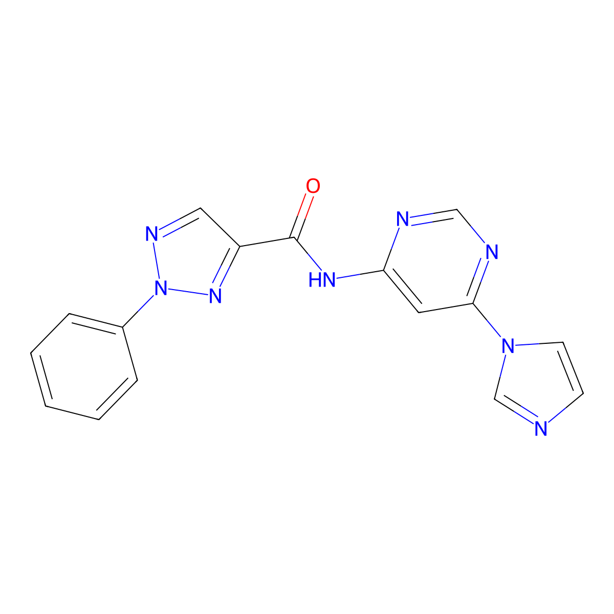 N-[6-(1H-imidazol-1-yl)pyrimidin-4-yl]-2-phenyl-2H-1,2,3-triazole-4-carboxamide molecular structure, CAS 1448067-55-7