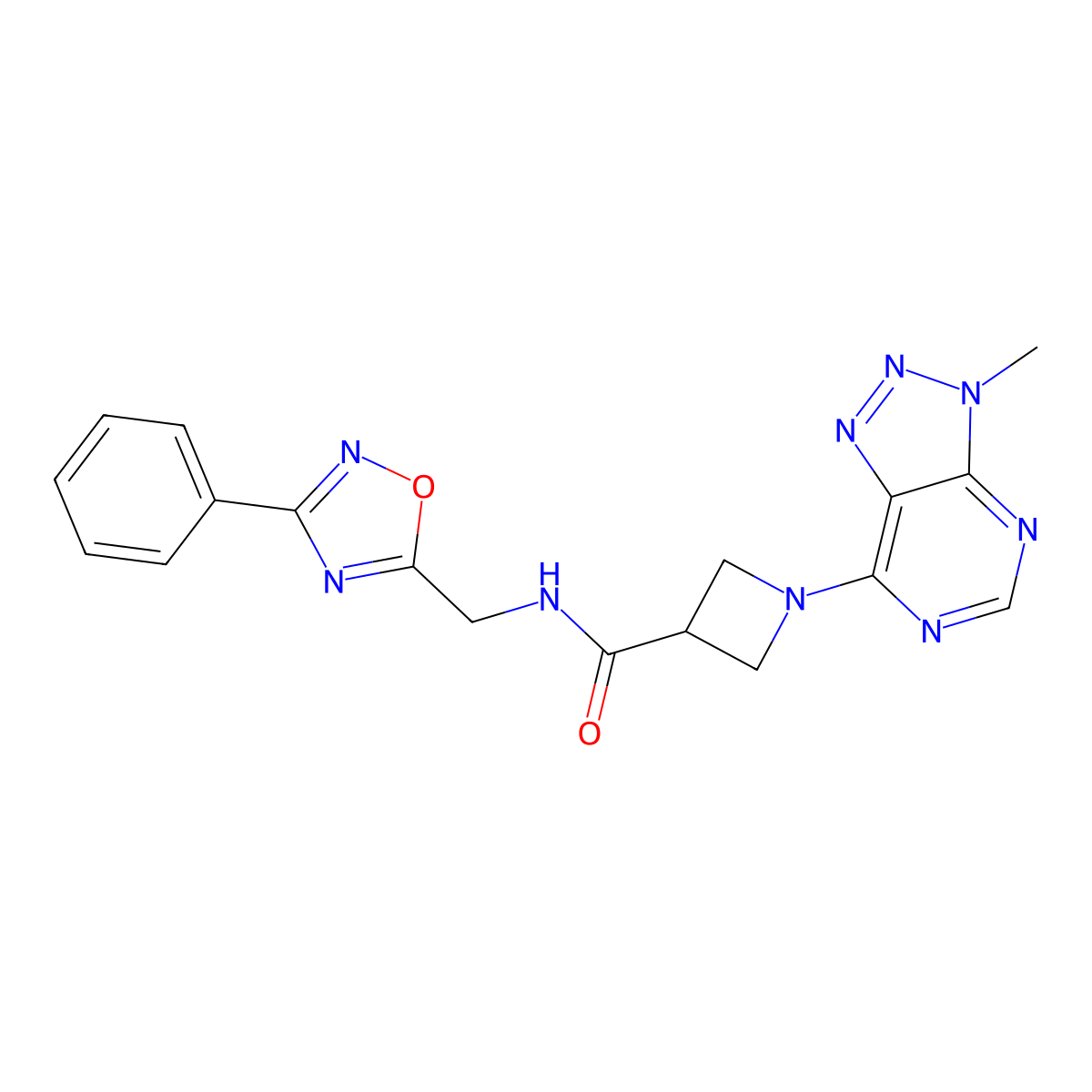 1-(3-methyl-3H-[1,2,3]triazolo[4,5-d]pyrimidin-7-yl)-N-((3-phenyl-1,2,4-oxadiazol-5-yl)methyl)azetidine-3-carboxamide molecular structure, CAS 1448067-56-8