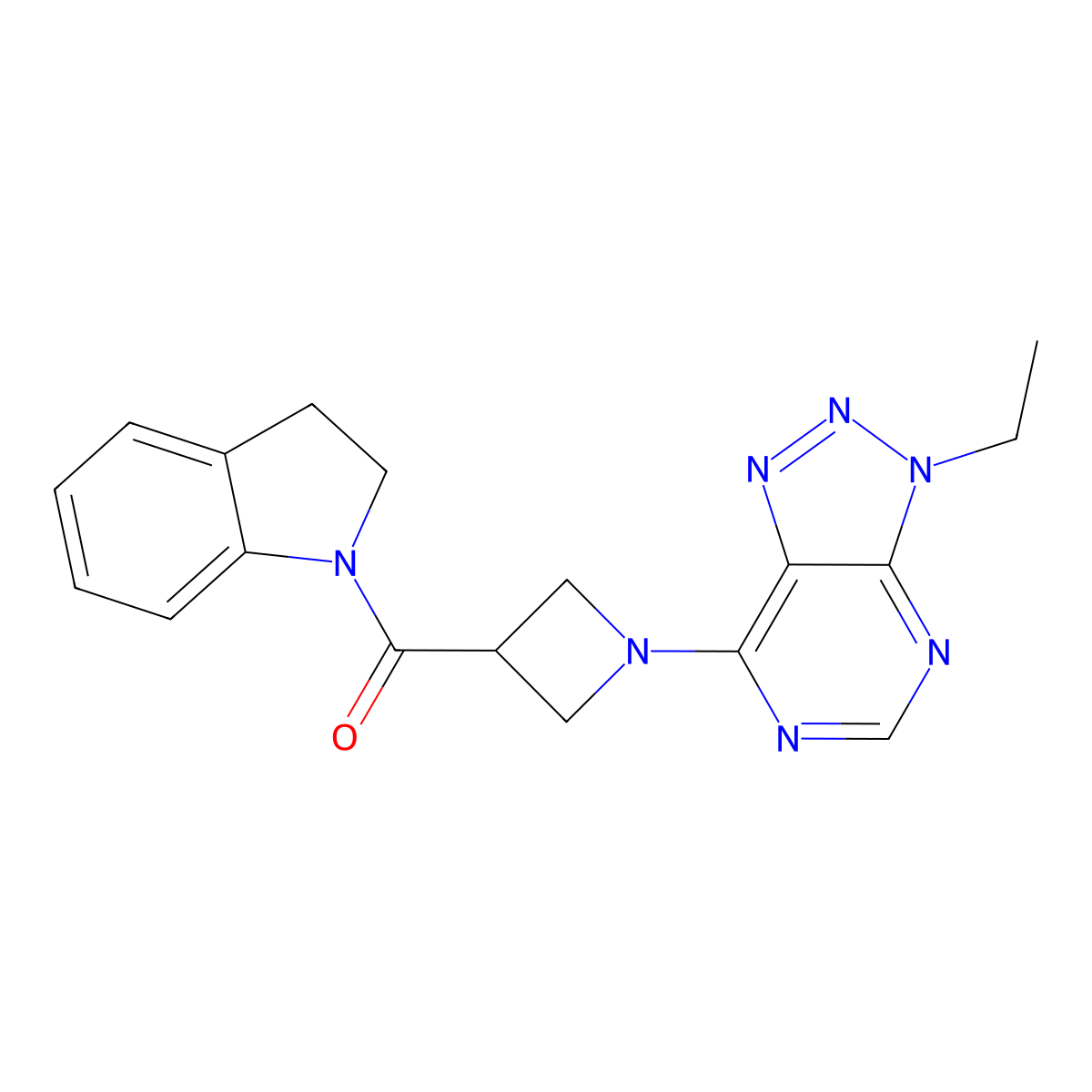 (1-(3-ethyl-3H-[1,2,3]triazolo[4,5-d]pyrimidin-7-yl)azetidin-3-yl)(indolin-1-yl)methanone molecular structure, CAS 1448068-71-0