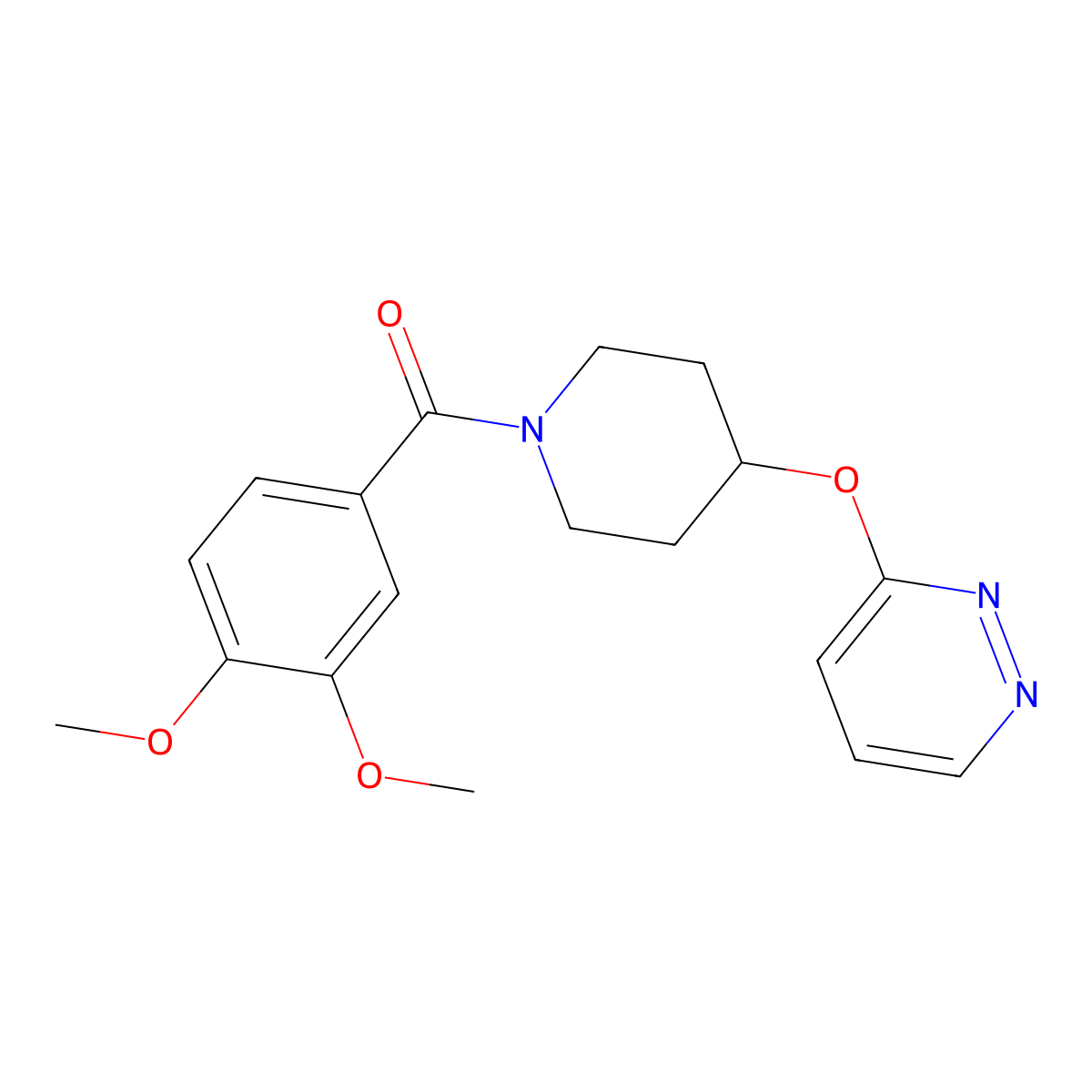 (3,4-Dimethoxyphenyl)(4-(pyridazin-3-yloxy)piperidin-1-yl)methanone molecular structure, CAS 1448068-72-1