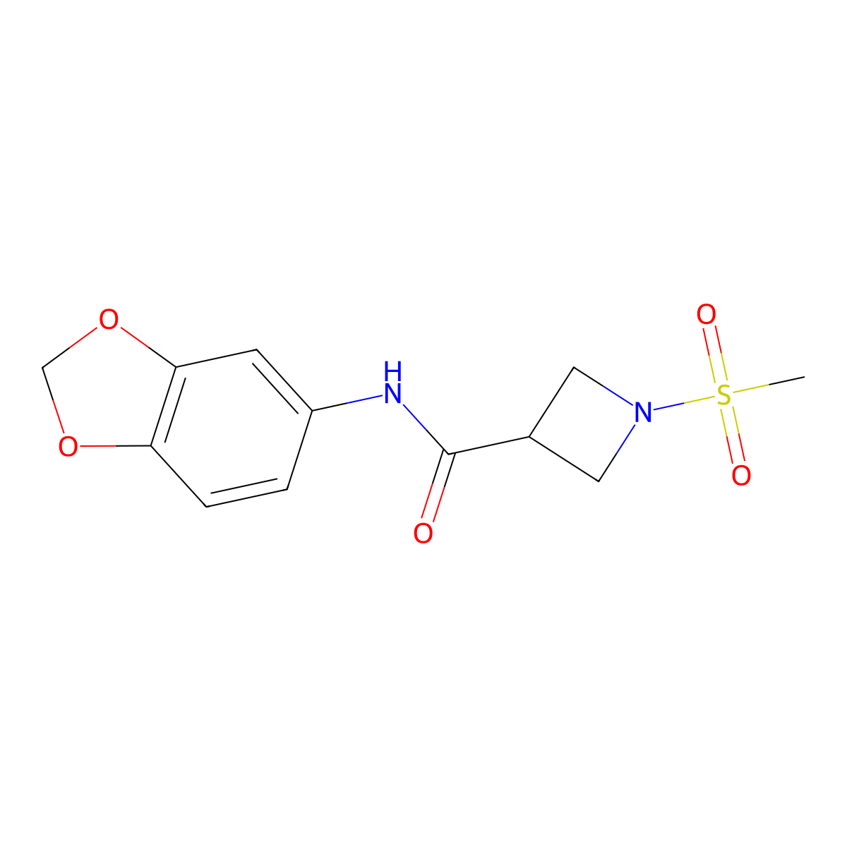 N-(benzo[d][1,3]dioxol-5-yl)-1-(methylsulfonyl)azetidine-3-carboxamide molecular structure, CAS 1448068-76-5