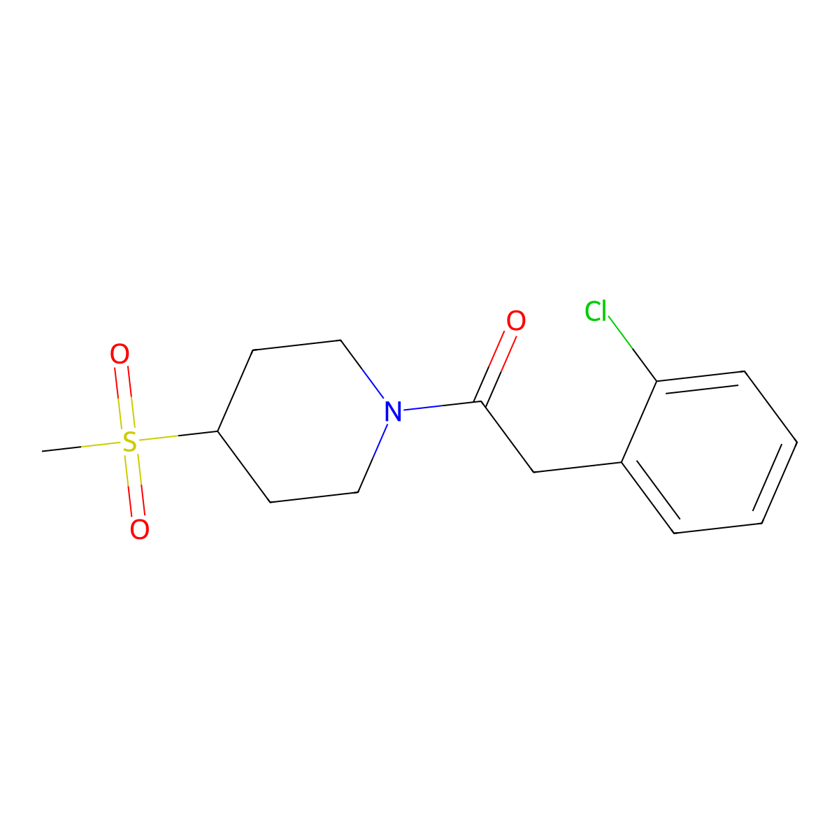 2-(2-Chlorophenyl)-1-(4-(methylsulfonyl)piperidin-1-yl)ethanone molecular structure, CAS 1448068-78-7