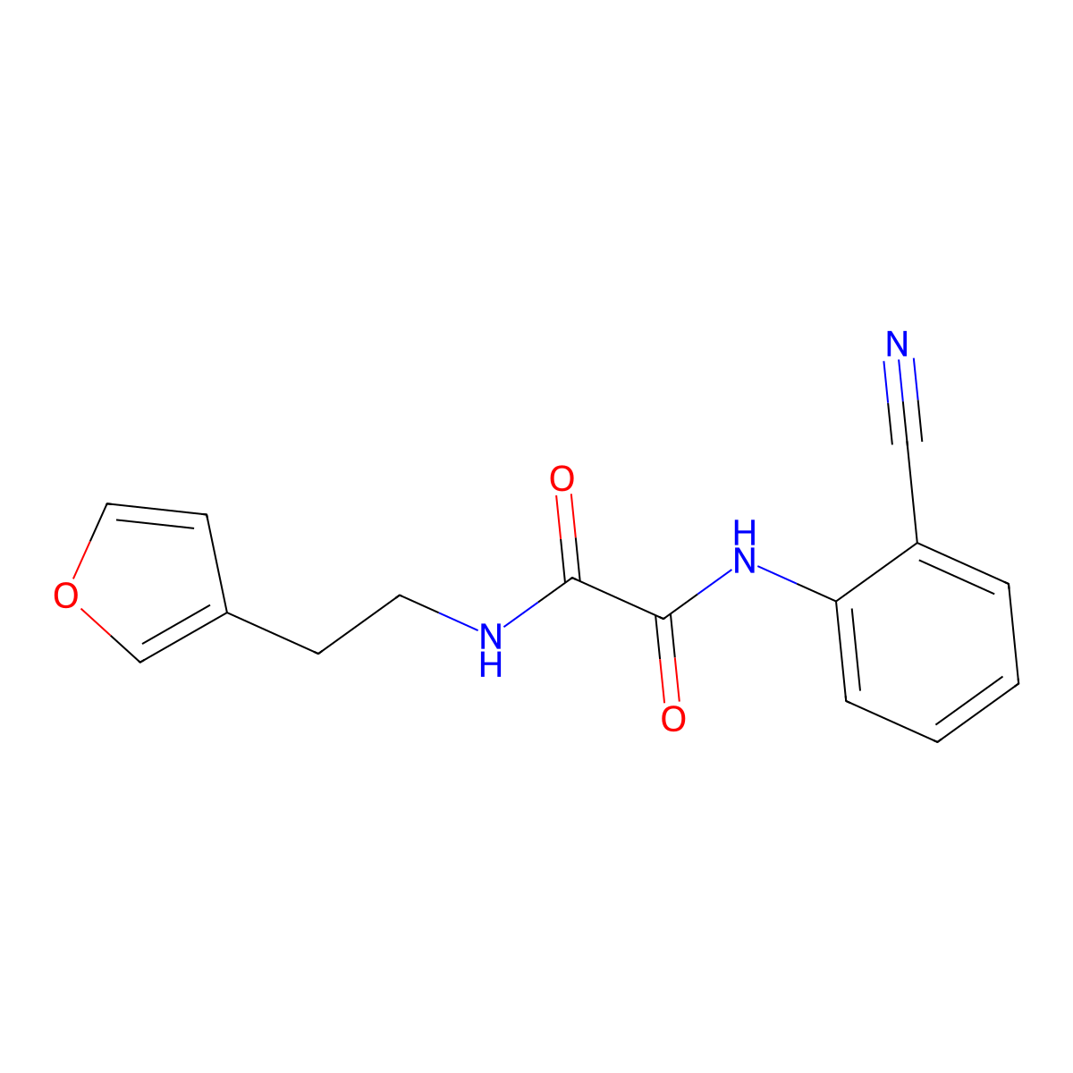 N1-(2-cyanophenyl)-N2-(2-(furan-3-yl)ethyl)oxalamide molecular structure, CAS 1448068-80-1