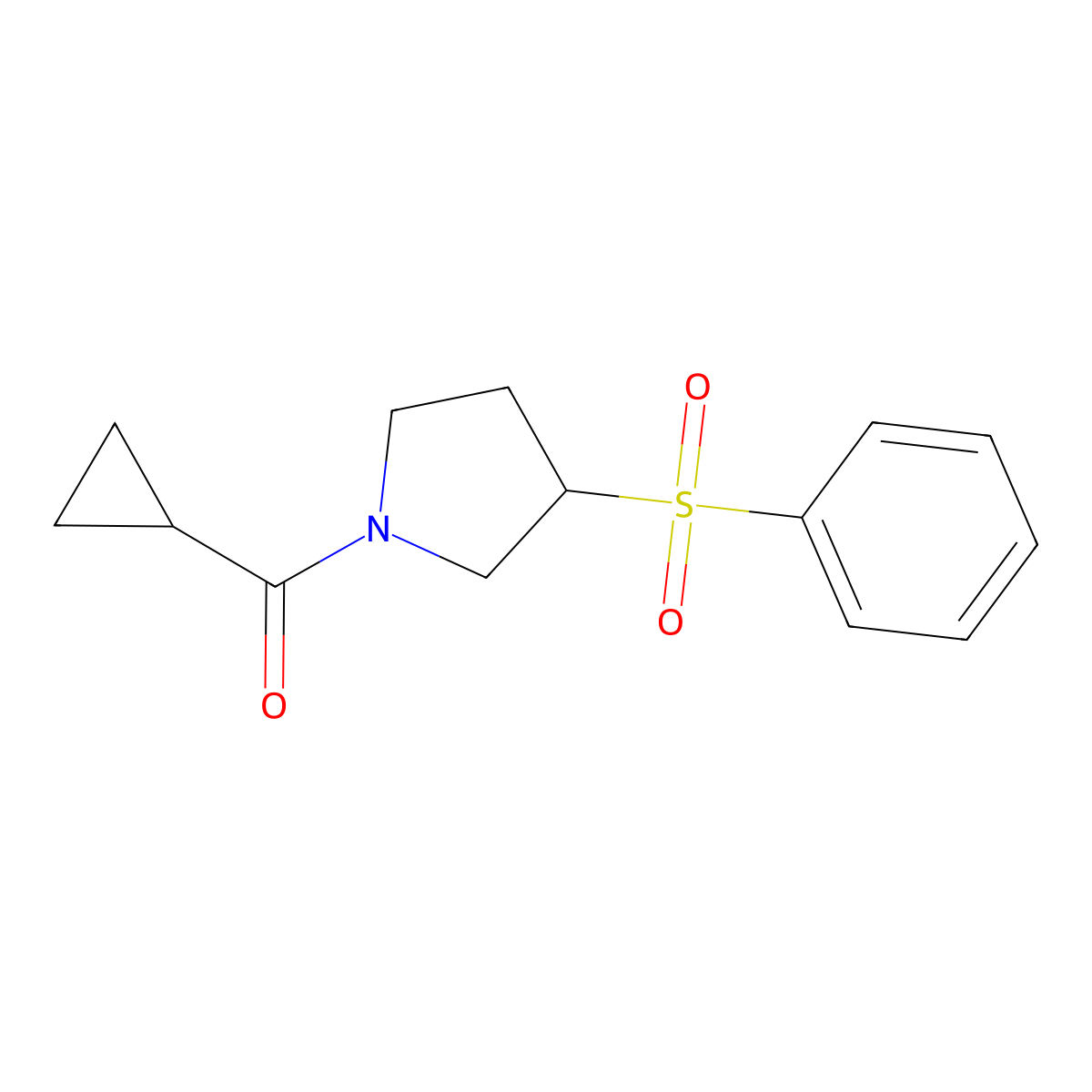 Cyclopropyl(3-(phenylsulfonyl)pyrrolidin-1-yl)methanone molecular structure, CAS 1448068-83-4