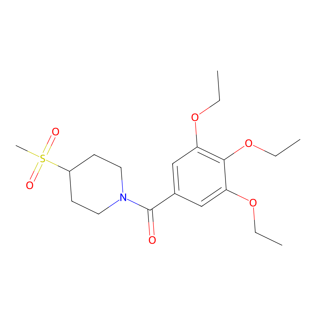(4-(Methylsulfonyl)piperidin-1-yl)(3,4,5-triethoxyphenyl)methanone molecular structure, CAS 1448068-85-6
