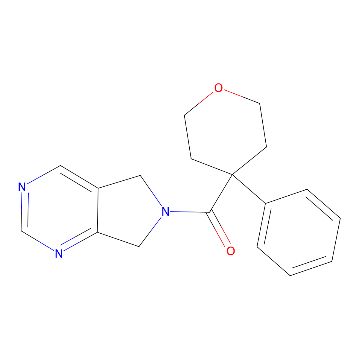 (4-phenyltetrahydro-2H-pyran-4-yl)(5H-pyrrolo[3,4-d]pyrimidin-6(7H)-yl)methanone molecular structure, CAS 1448068-93-6