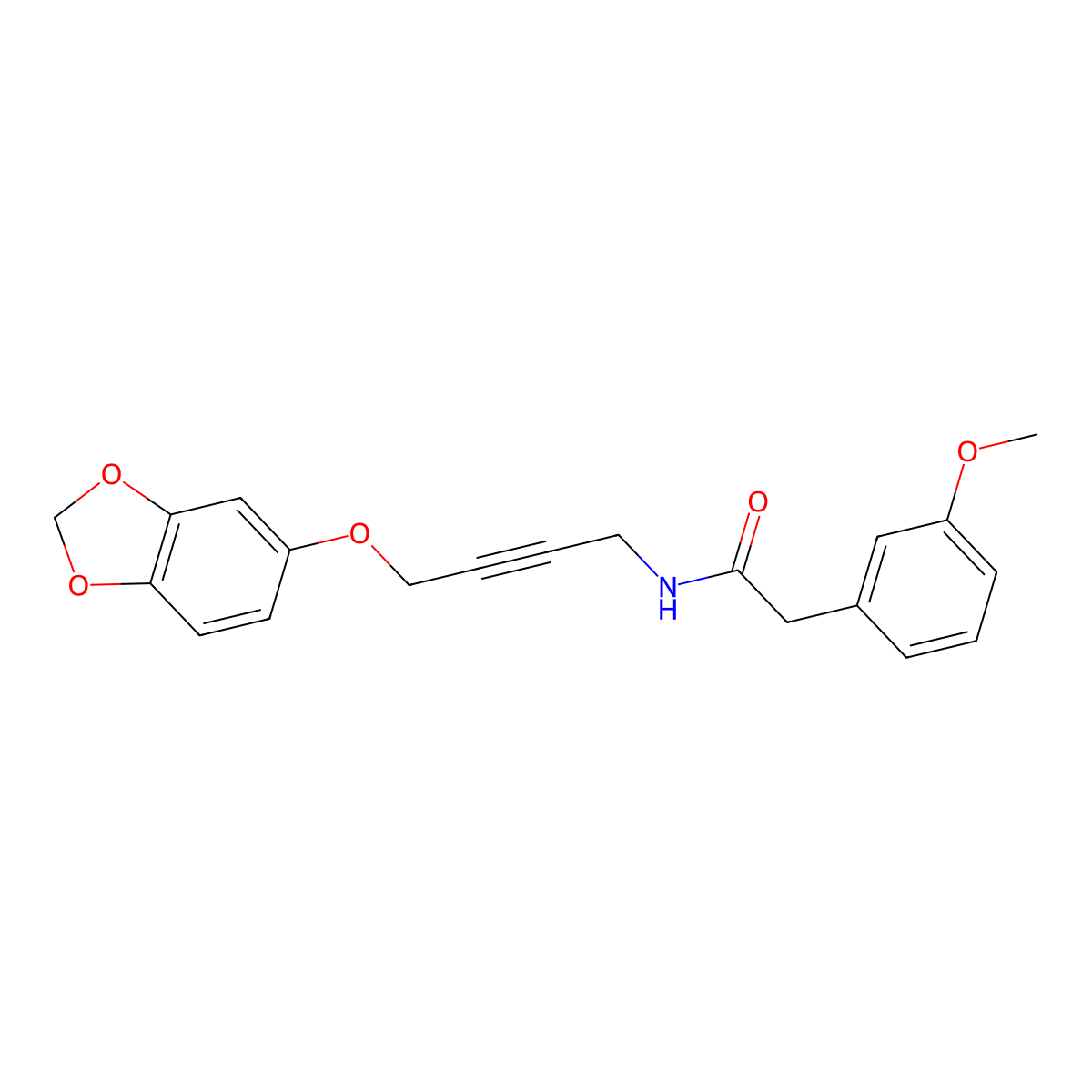 N-(4-(benzo[d][1,3]dioxol-5-yloxy)but-2-yn-1-yl)-2-(3-methoxyphenyl)acetamide molecular structure, CAS 1448068-95-8