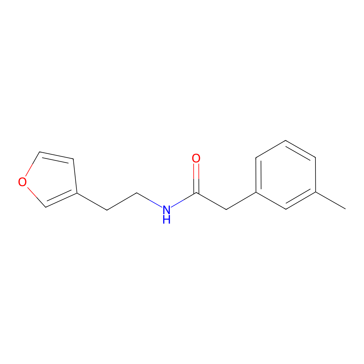 N-(2-(furan-3-yl)ethyl)-2-(m-tolyl)acetamide molecular structure, CAS 1448069-04-2