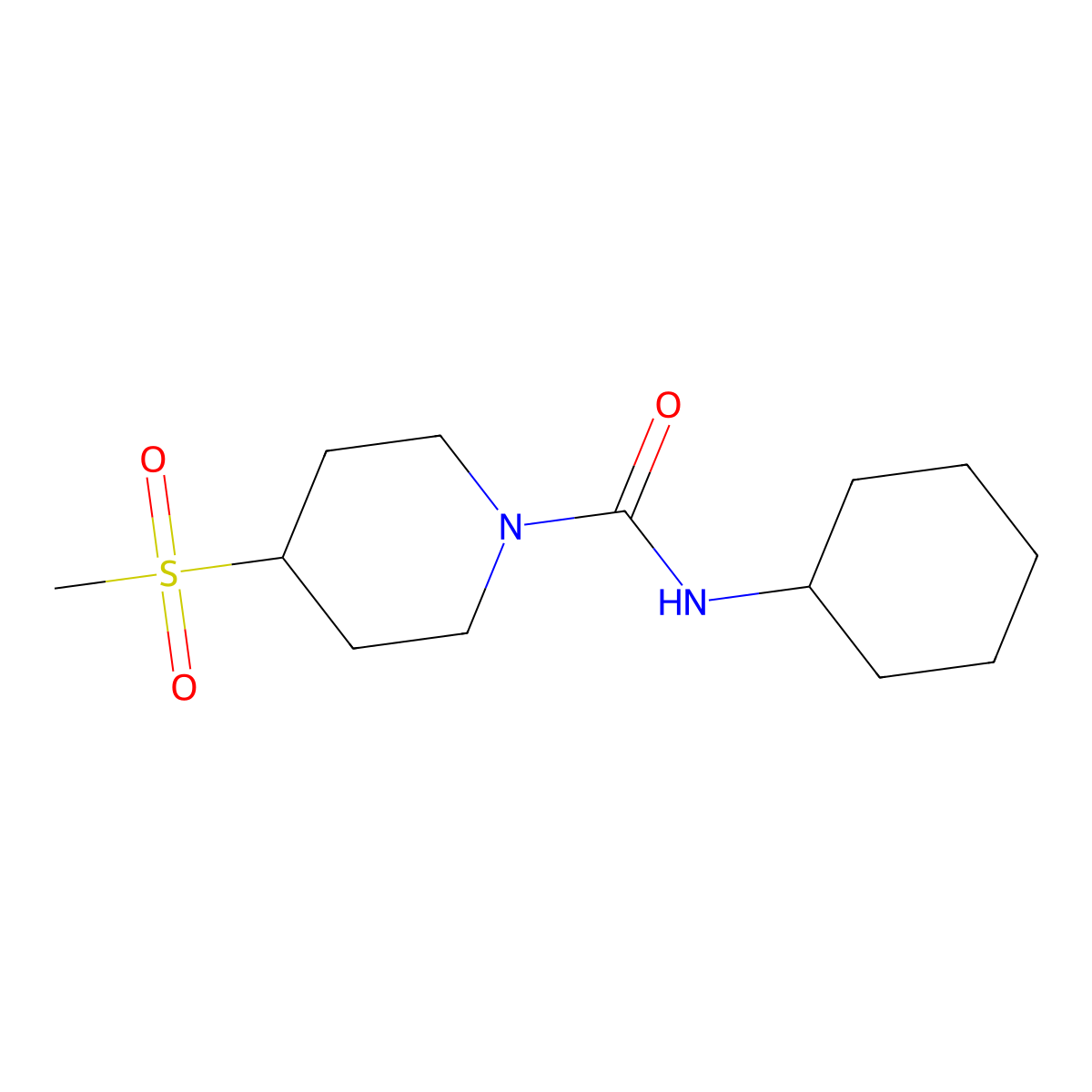 N-cyclohexyl-4-(methylsulfonyl)piperidine-1-carboxamide molecular structure, CAS 1448069-06-4