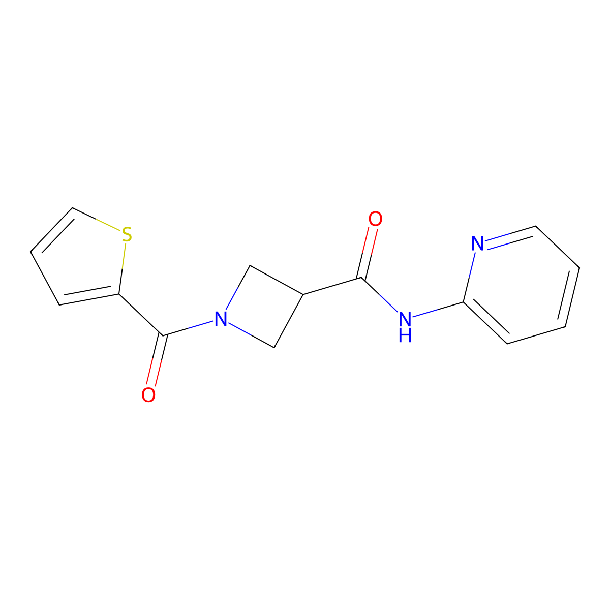 N-(pyridin-2-yl)-1-(thiophene-2-carbonyl)azetidine-3-carboxamide molecular structure, CAS 1448069-09-7