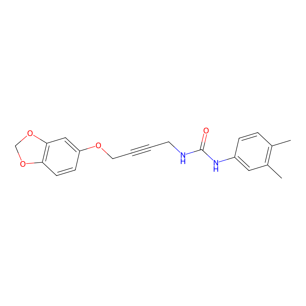 1-(4-(Benzo[d][1,3]dioxol-5-yloxy)but-2-yn-1-yl)-3-(3,4-dimethylphenyl)urea molecular structure, CAS 1448069-10-0