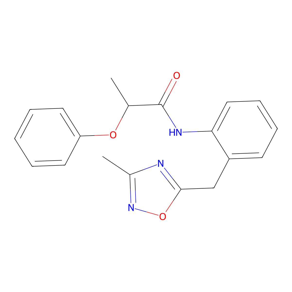 N-{2-[(3-Methyl-1,2,4-oxadiazol-5-YL)methyl]phenyl}-2-phenoxypropanamide molecular structure, CAS 1448069-13-3
