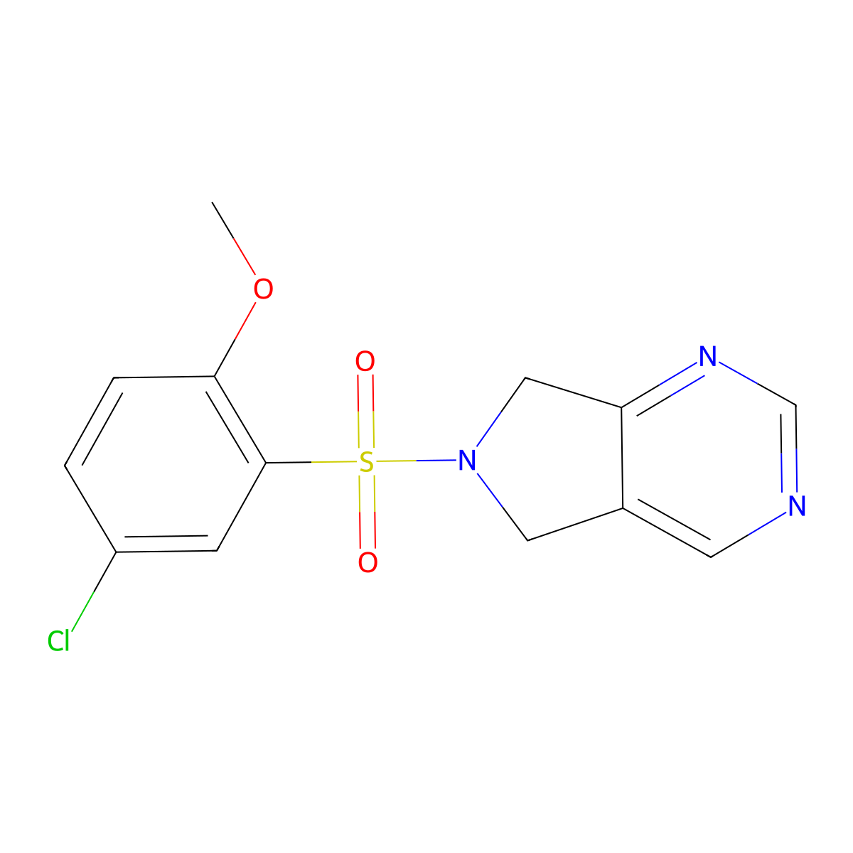 6-((5-chloro-2-methoxyphenyl)sulfonyl)-6,7-dihydro-5H-pyrrolo[3,4-d]pyrimidine molecular structure, CAS 1448069-17-7