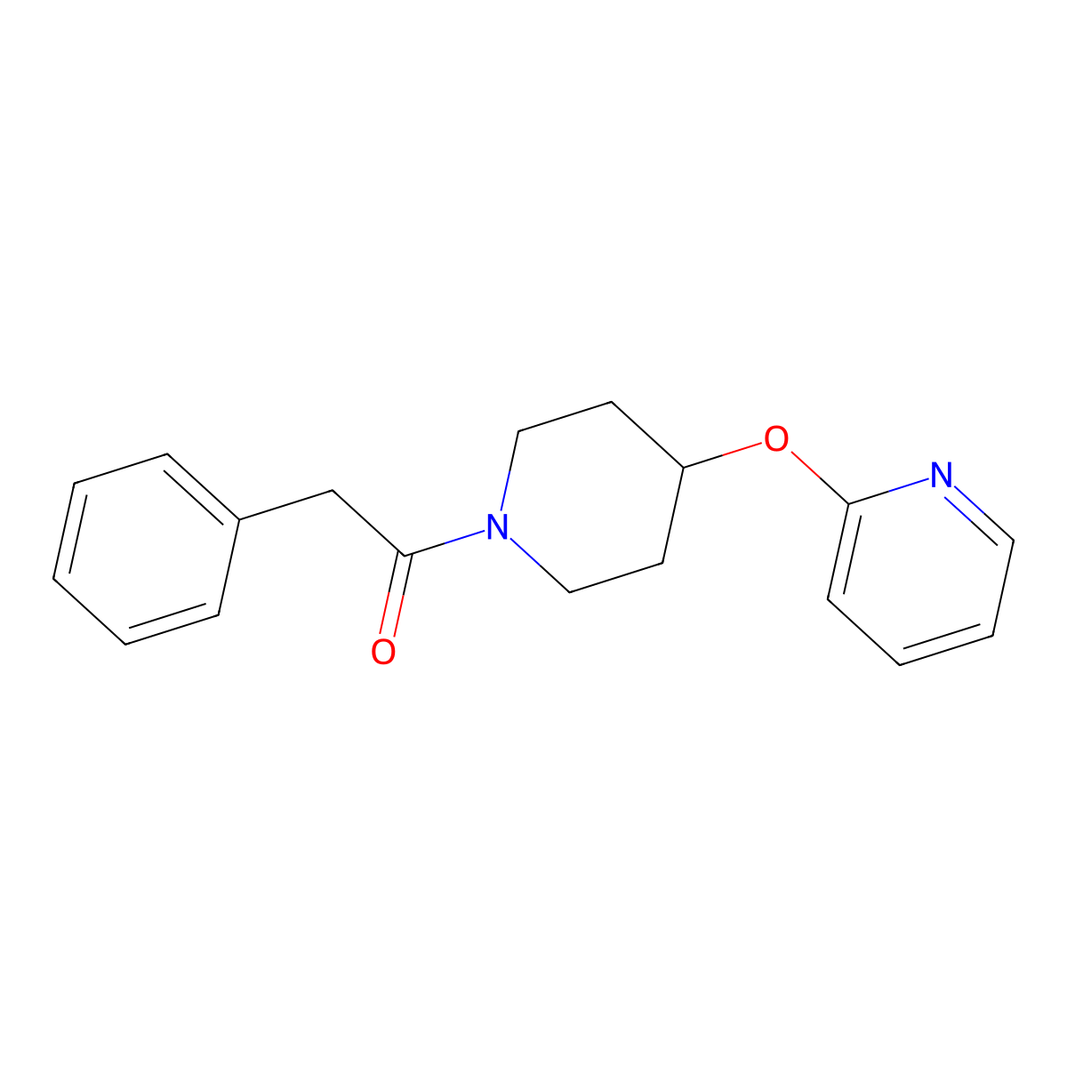 2-Phenyl-1-(4-(pyridin-2-yloxy)piperidin-1-yl)ethanone molecular structure, CAS 1448069-23-5