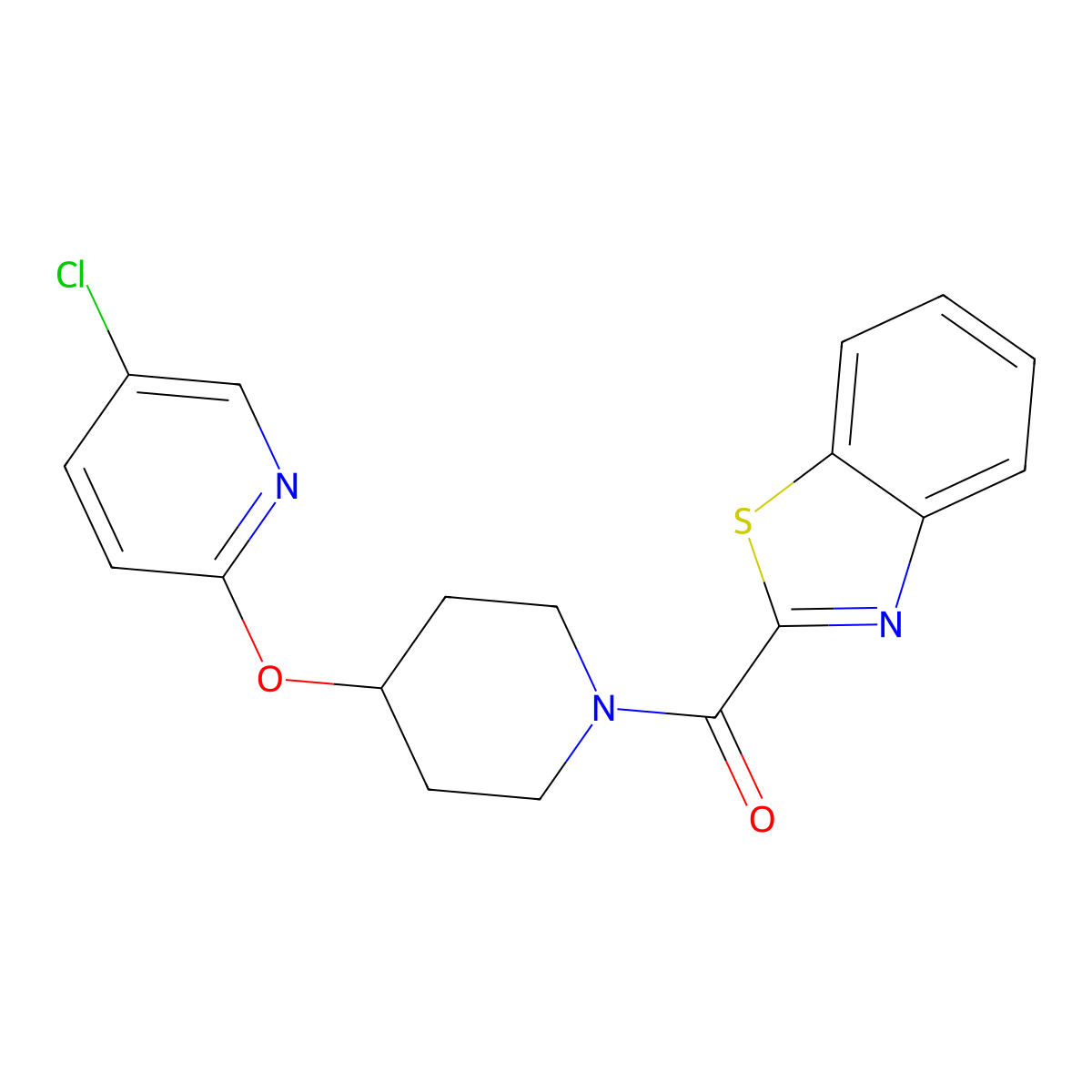 Benzo[d]thiazol-2-yl(4-((5-chloropyridin-2-yl)oxy)piperidin-1-yl)methanone molecular structure, CAS 1448069-24-6