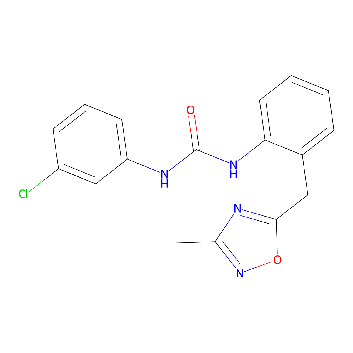 1-(3-Chlorophenyl)-3-(2-((3-methyl-1,2,4-oxadiazol-5-yl)methyl)phenyl)urea molecular structure, CAS 1448069-26-8