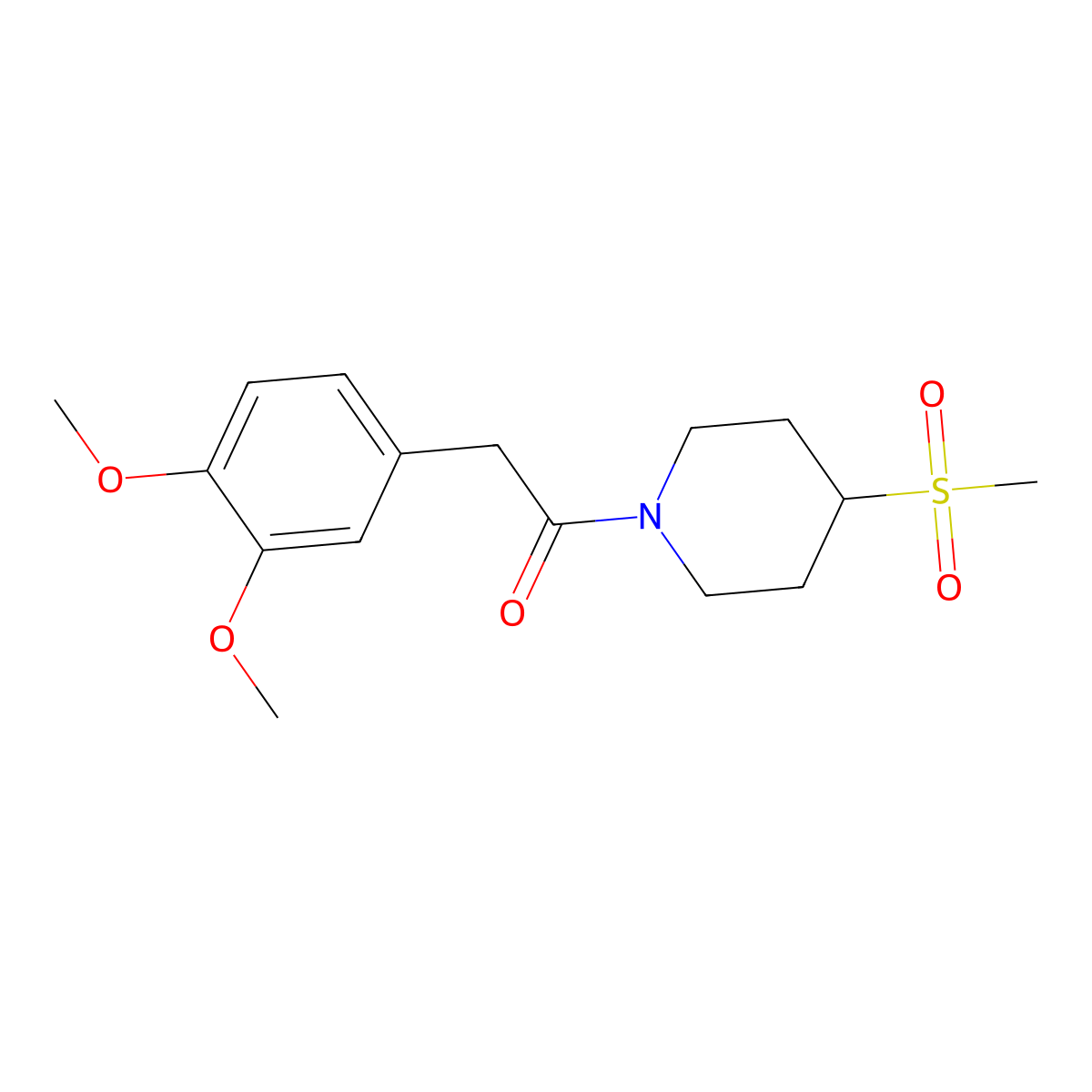 2-(3,4-Dimethoxyphenyl)-1-(4-(methylsulfonyl)piperidin-1-yl)ethanone molecular structure, CAS 1448069-31-5