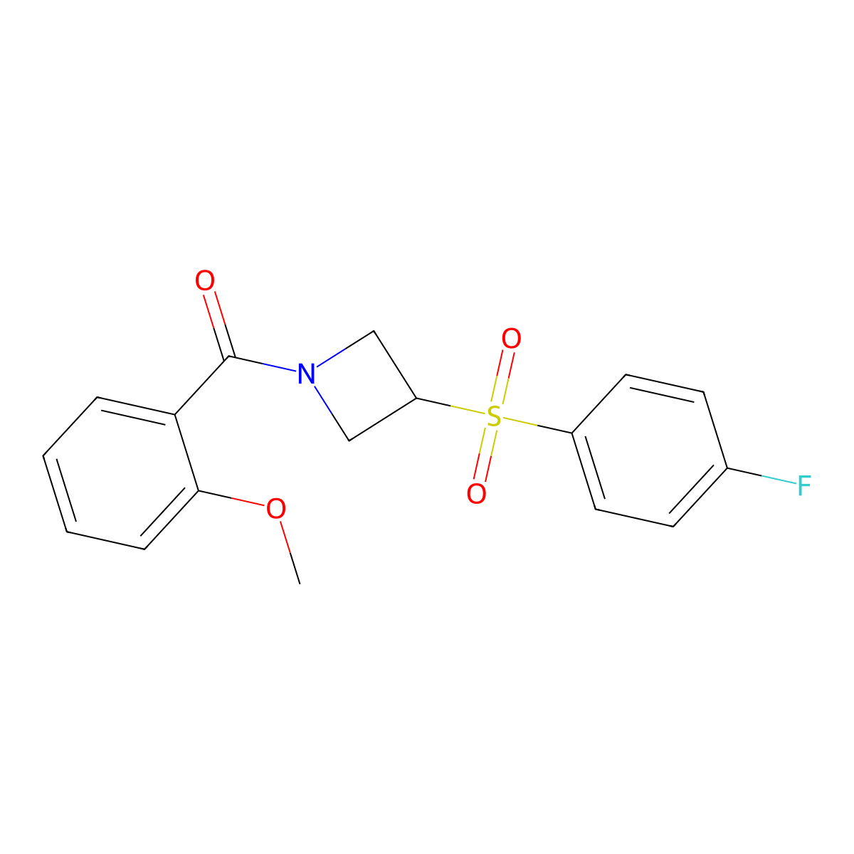 (3-((4-Fluorophenyl)sulfonyl)azetidin-1-yl)(2-methoxyphenyl)methanone molecular structure, CAS 1448069-34-8