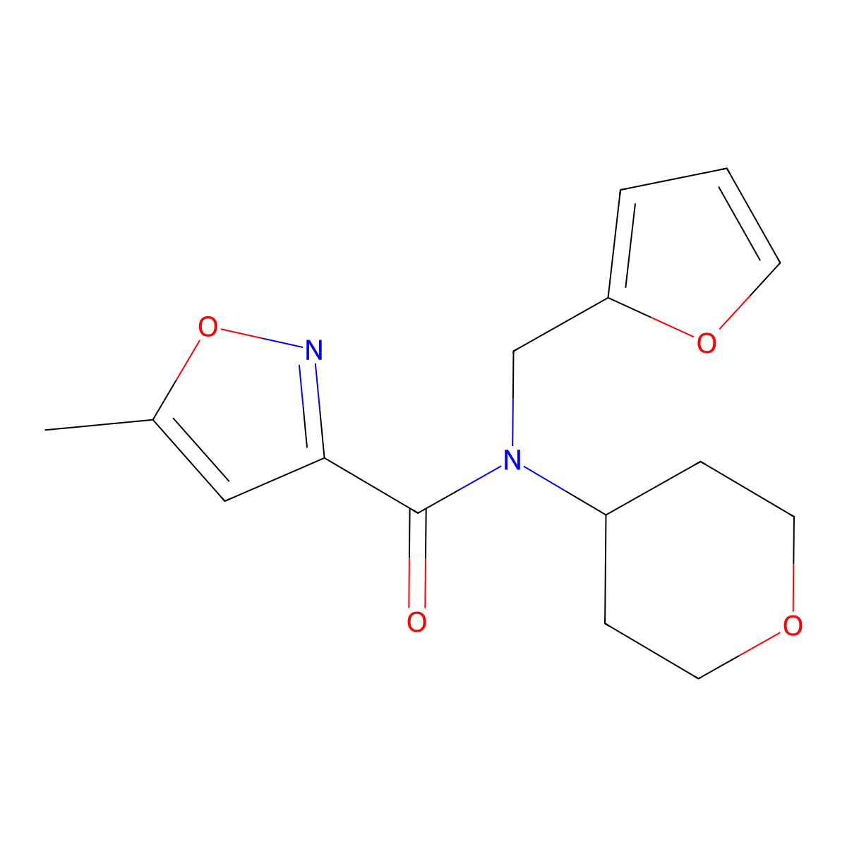 N-(furan-2-ylmethyl)-5-methyl-N-(tetrahydro-2H-pyran-4-yl)isoxazole-3-carboxamide molecular structure, CAS 1448069-35-9
