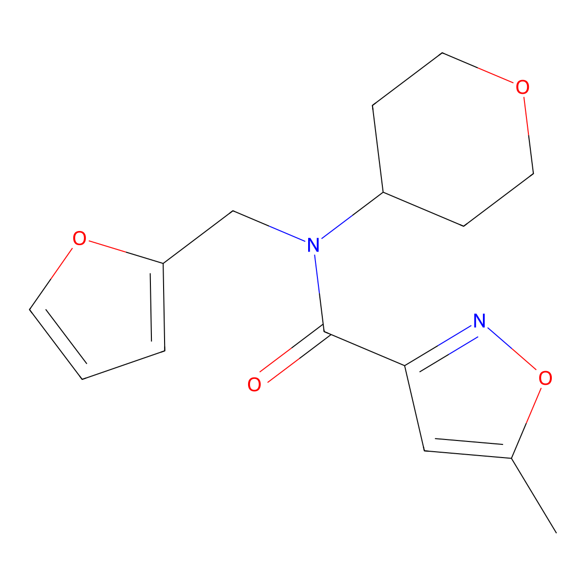 N-(furan-2-ylmethyl)-5-methyl-N-(tetrahydro-2H-pyran-4-yl)isoxazole-3-carboxamide molecular structure, CAS 1448069-35-9