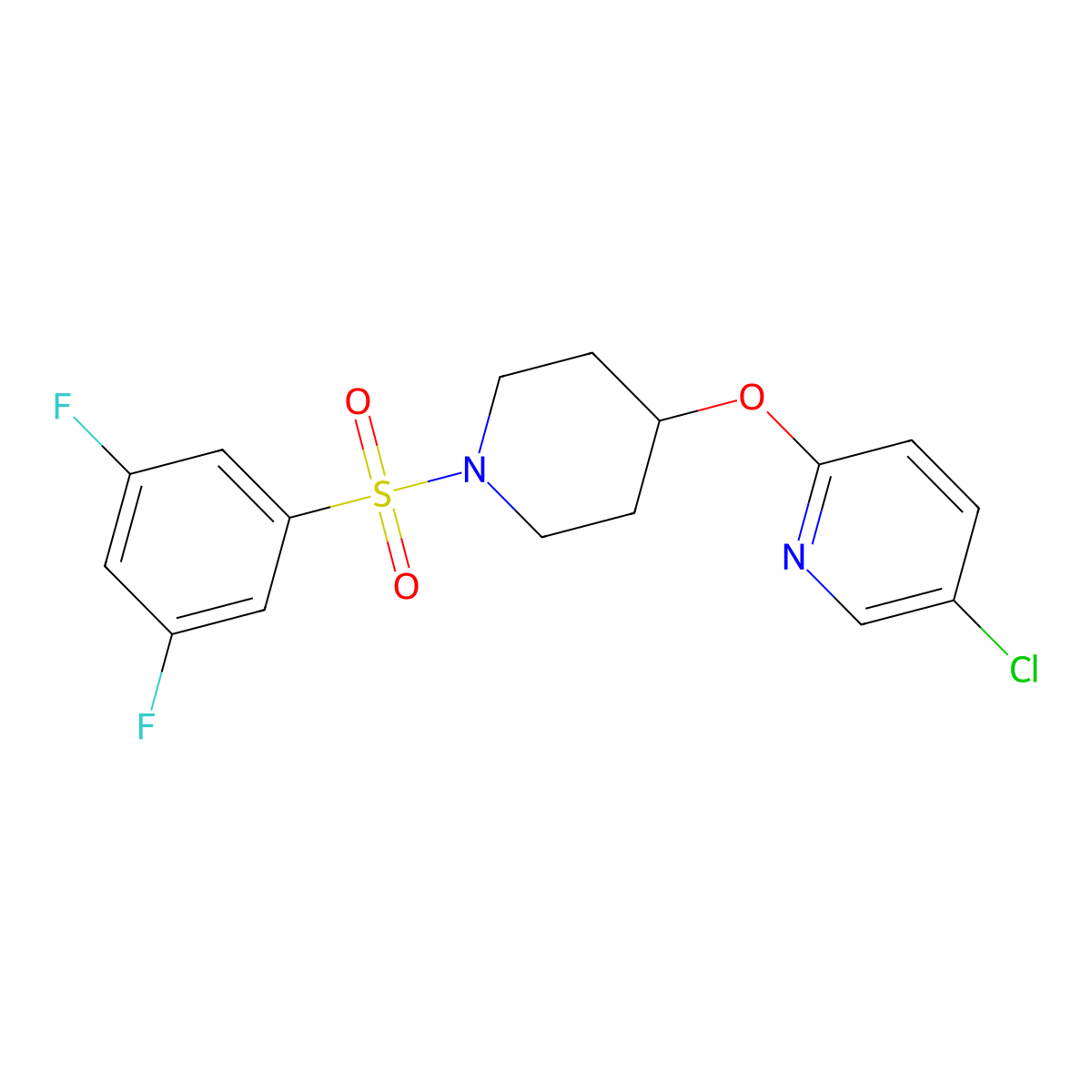 5-Chloro-2-((1-((3,5-difluorophenyl)sulfonyl)piperidin-4-yl)oxy)pyridine molecular structure, CAS 1448069-37-1