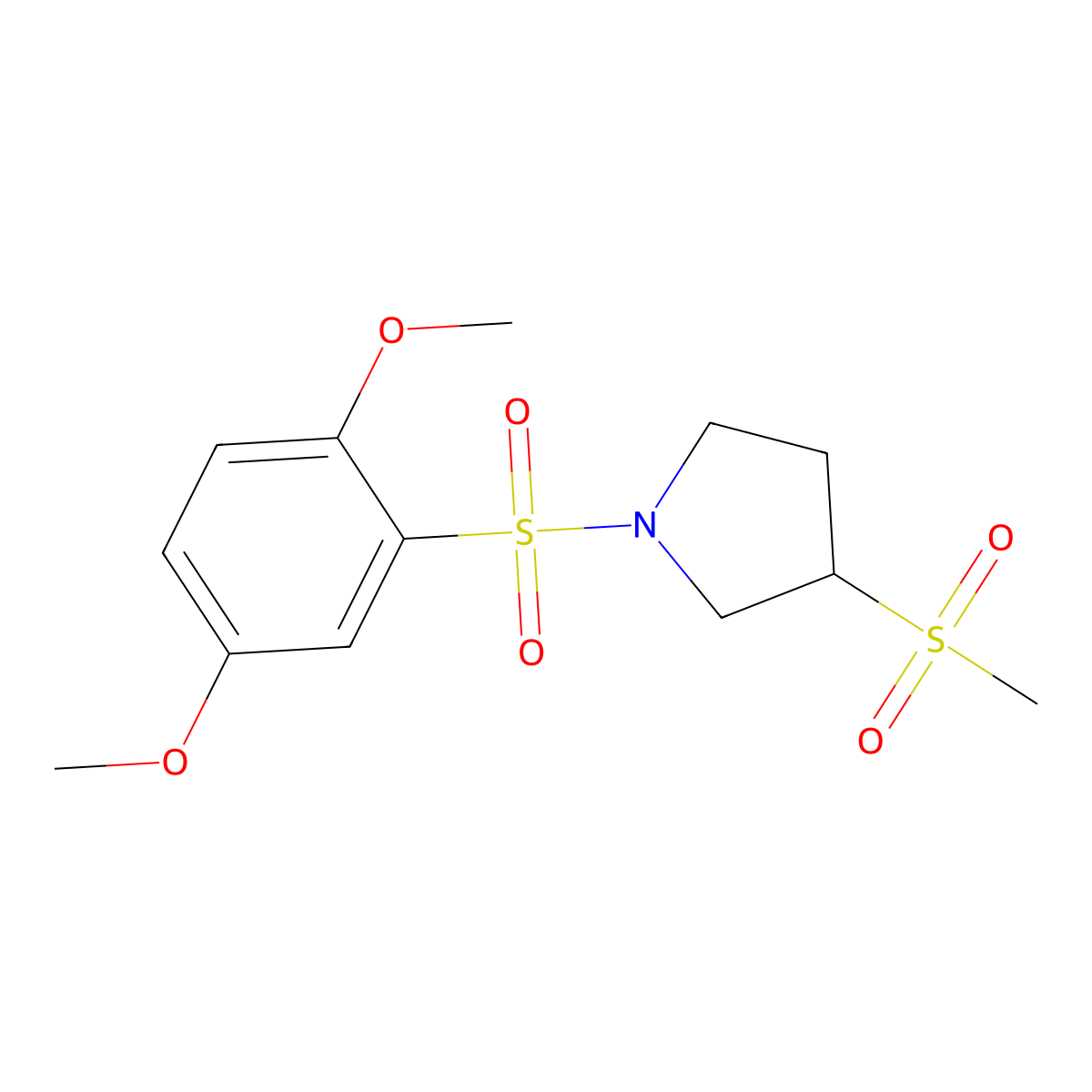 1-((2,5-Dimethoxyphenyl)sulfonyl)-3-(methylsulfonyl)pyrrolidine molecular structure, CAS 1448069-38-2