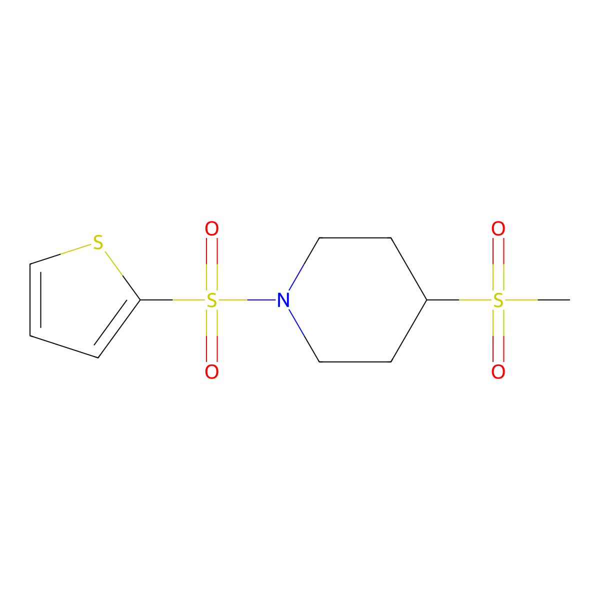 4-(Methylsulfonyl)-1-(thiophen-2-ylsulfonyl)piperidine molecular structure, CAS 1448069-40-6