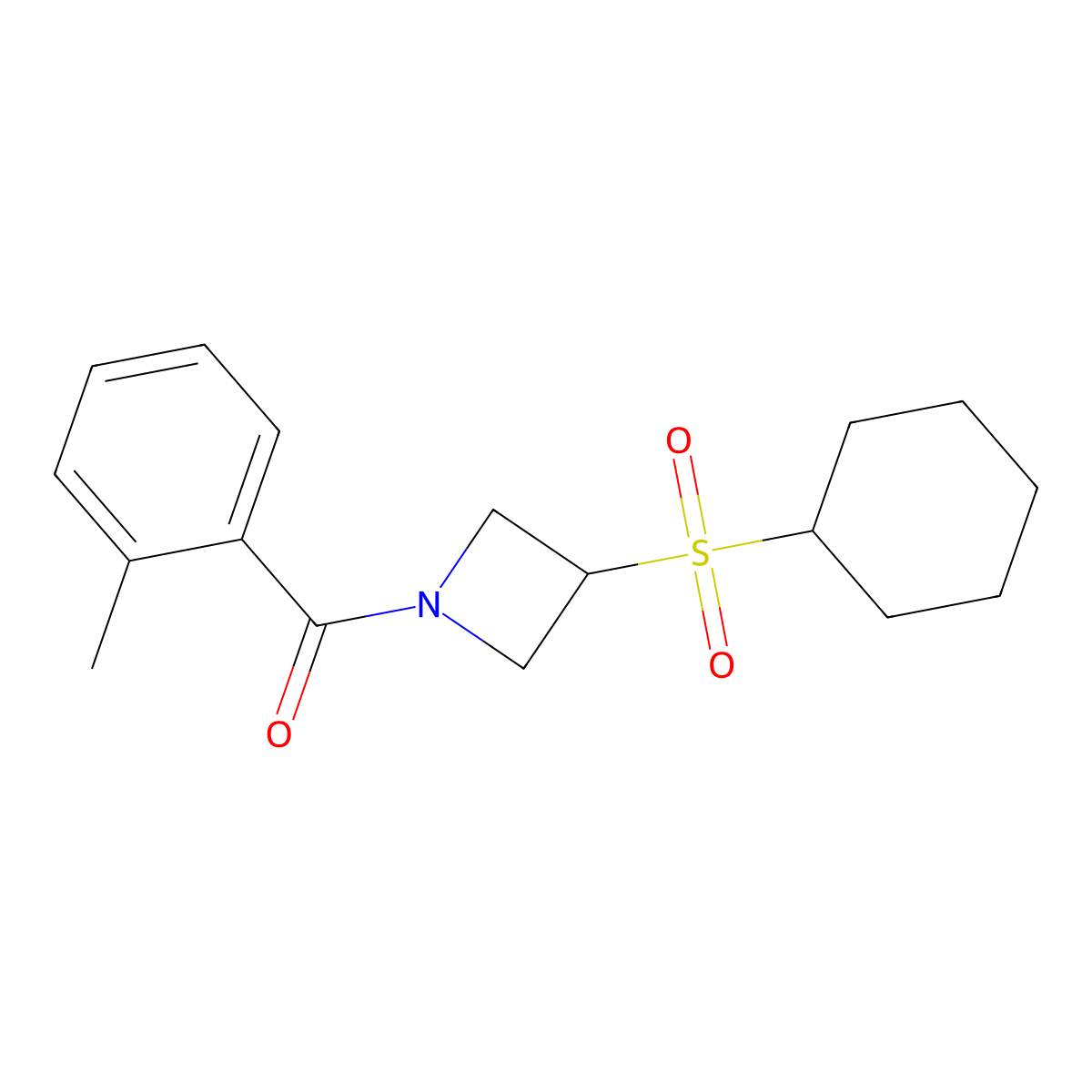 (3-(Cyclohexylsulfonyl)azetidin-1-yl)(o-tolyl)methanone molecular structure, CAS 1448069-44-0