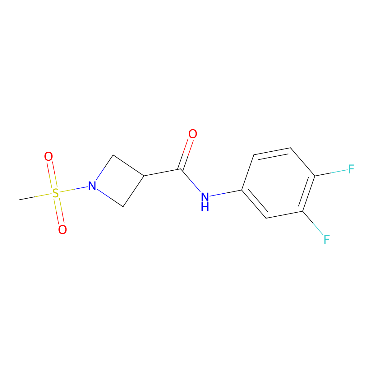 N-(3,4-difluorophenyl)-1-(methylsulfonyl)azetidine-3-carboxamide molecular structure, CAS 1448069-46-2