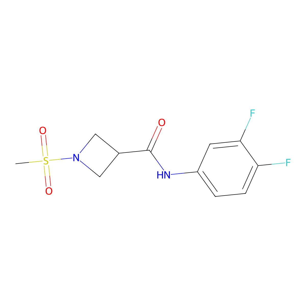 N-(3,4-difluorophenyl)-1-(methylsulfonyl)azetidine-3-carboxamide molecular structure, CAS 1448069-46-2