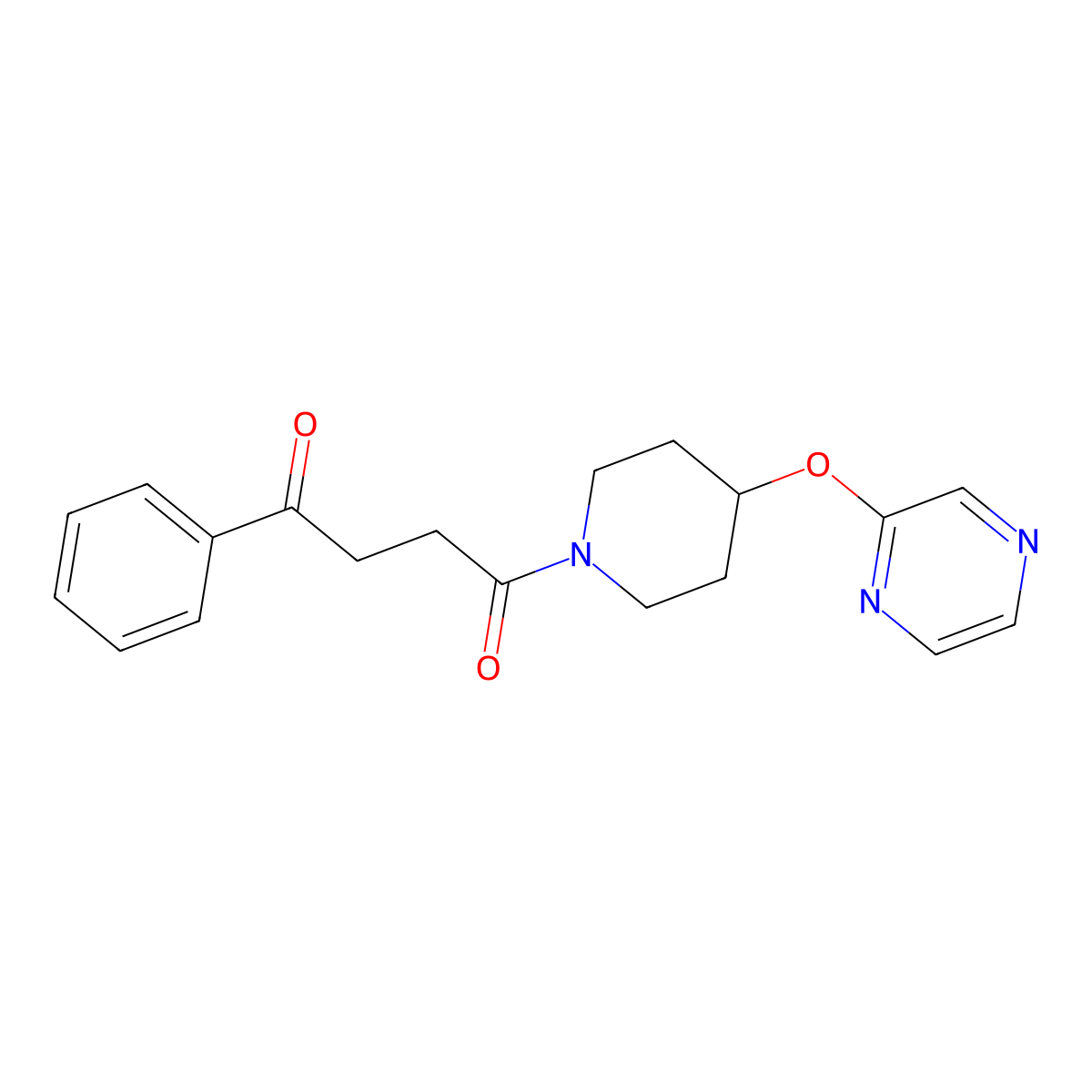 1-Phenyl-4-[4-(pyrazin-2-yloxy)piperidin-1-YL]butane-1,4-dione molecular structure, CAS 1448069-47-3
