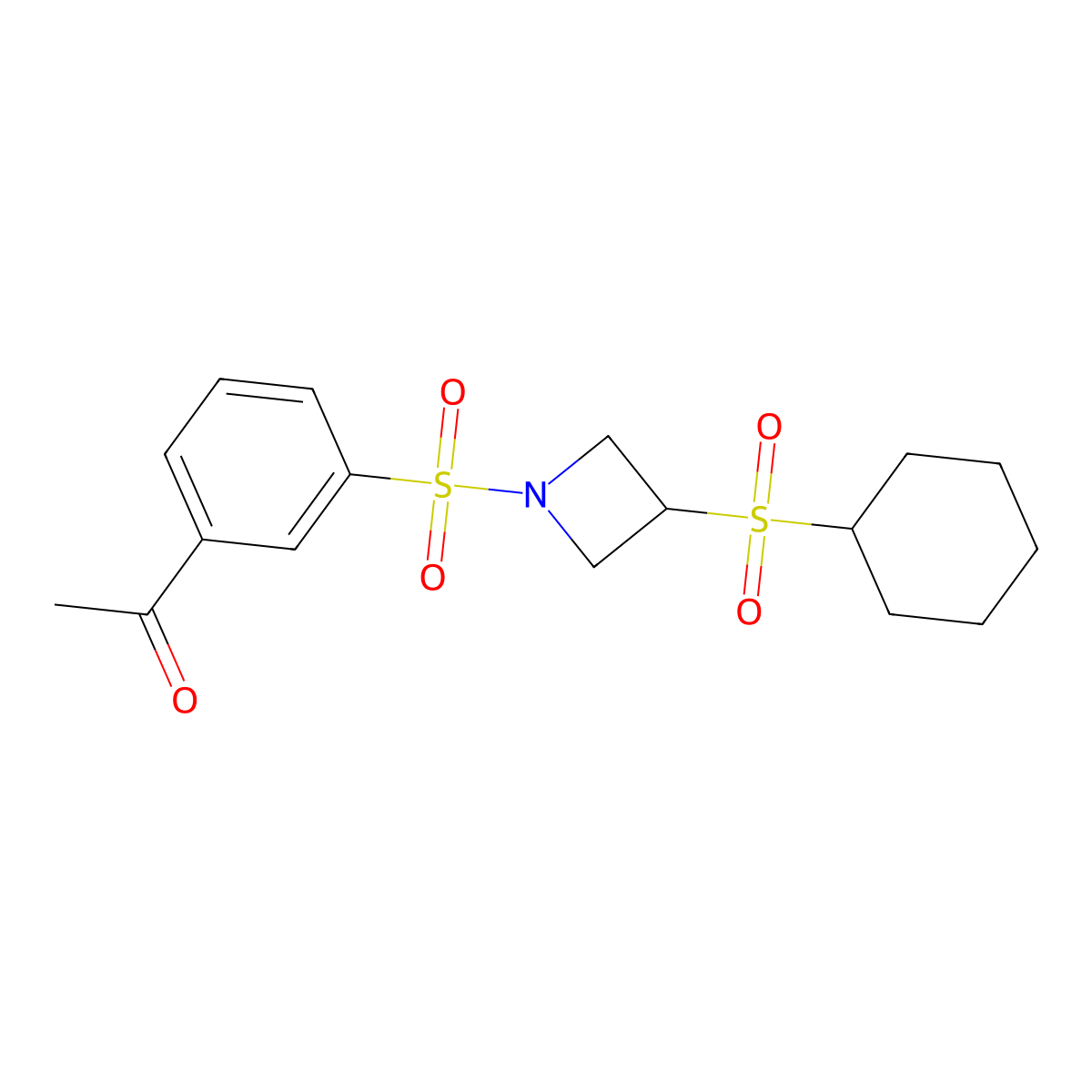 1-(3-((3-(Cyclohexylsulfonyl)azetidin-1-yl)sulfonyl)phenyl)ethanone molecular structure, CAS 1448069-52-0
