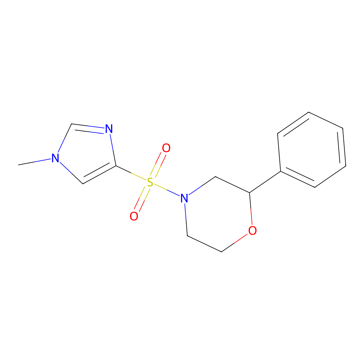 4-[(1-methyl-1H-imidazol-4-yl)sulfonyl]-2-phenylmorpholine molecular structure, CAS 1448069-54-2