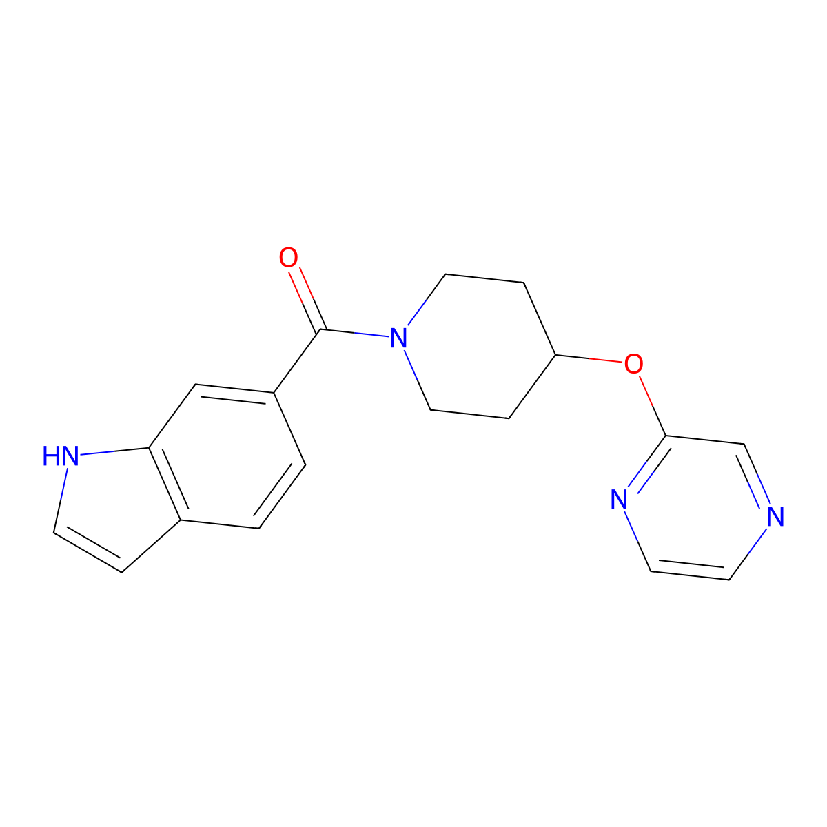 (1H-indol-6-yl)(4-(pyrazin-2-yloxy)piperidin-1-yl)methanone molecular structure, CAS 1448069-58-6