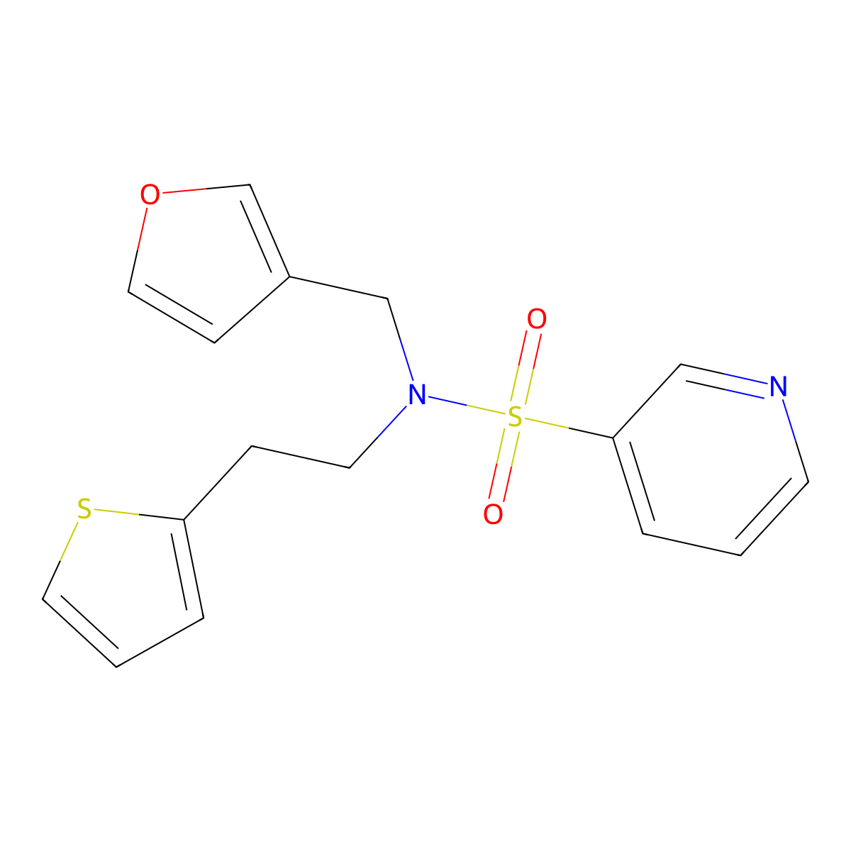 N-(furan-3-ylmethyl)-N-(2-(thiophen-2-yl)ethyl)pyridine-3-sulfonamide molecular structure, CAS 1448069-65-5